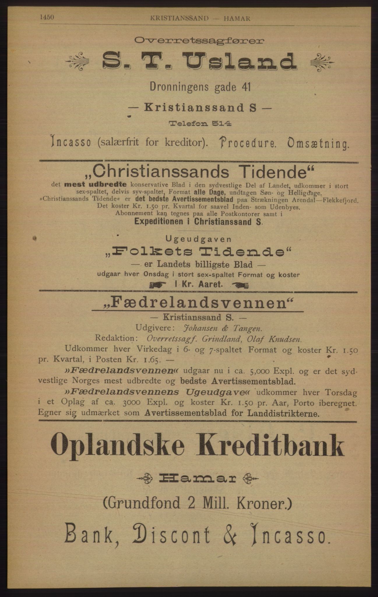 Kristiania/Oslo adressebok, PUBL/-, 1905, s. 1450