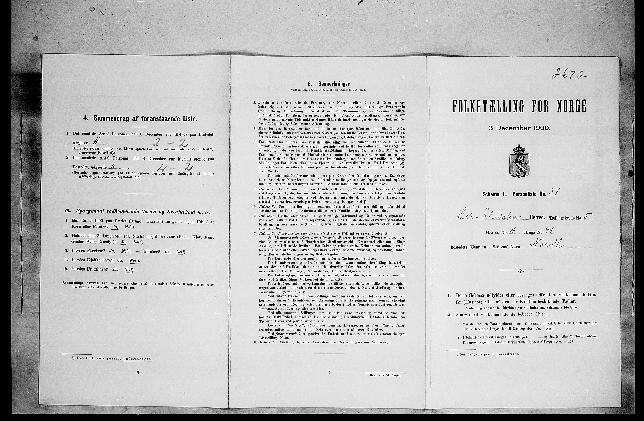 SAH, Folketelling 1900 for 0438 Lille Elvedalen herred, 1900, s. 433