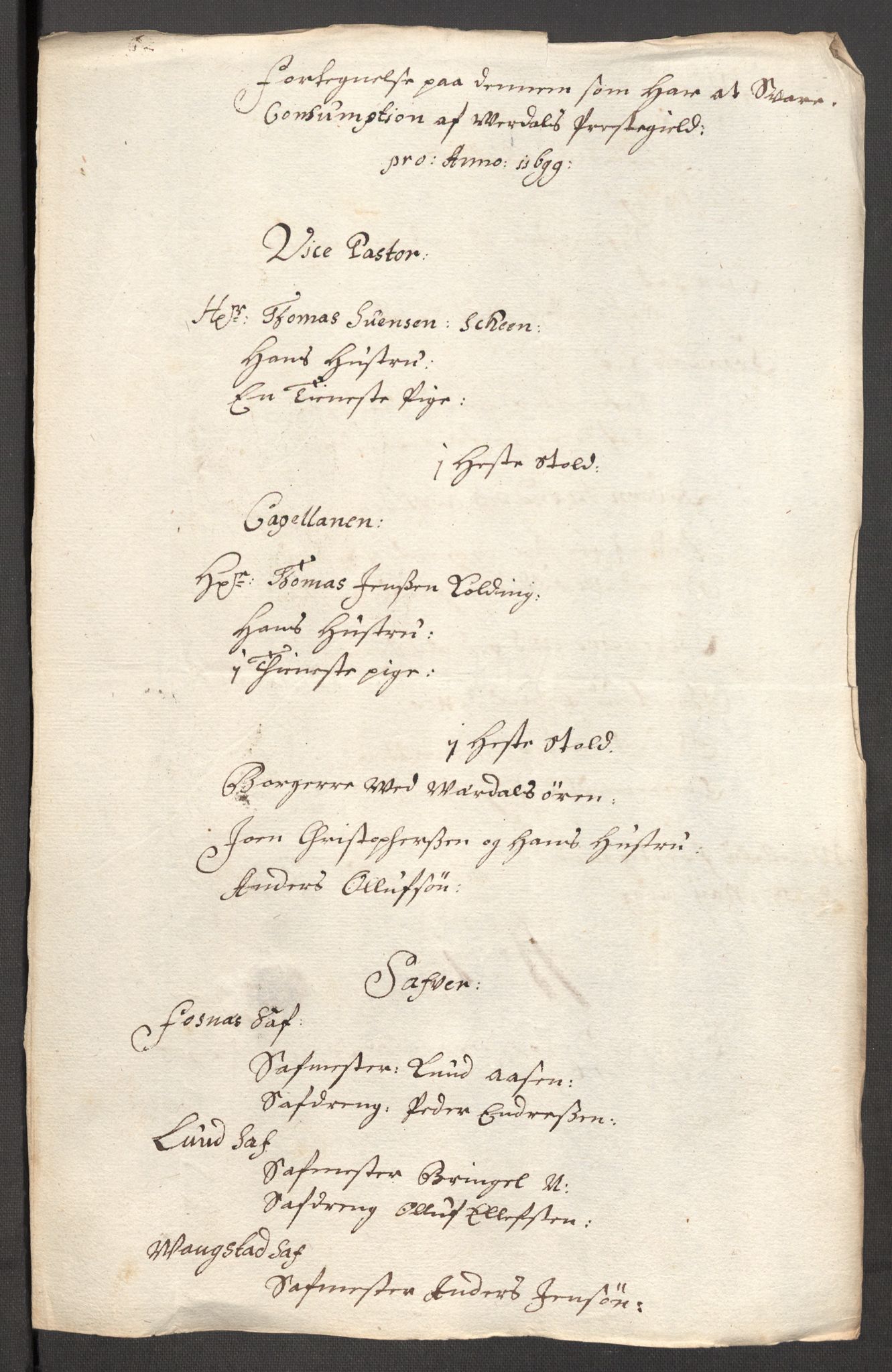 Rentekammeret inntil 1814, Reviderte regnskaper, Fogderegnskap, RA/EA-4092/R62/L4191: Fogderegnskap Stjørdal og Verdal, 1699, s. 211