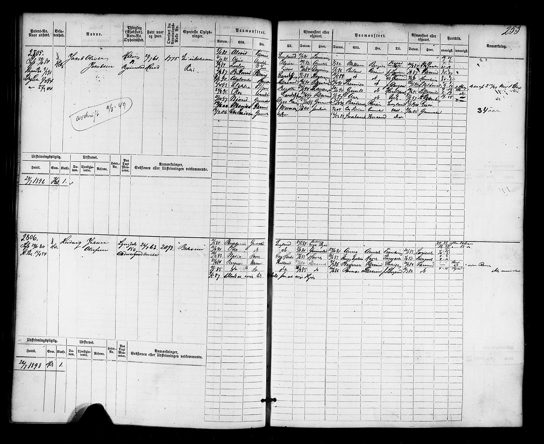 Farsund mønstringskrets, AV/SAK-2031-0017/F/Fb/L0018: Hovedrulle nr 2301-3066, Z-10, 1875-1914, s. 261