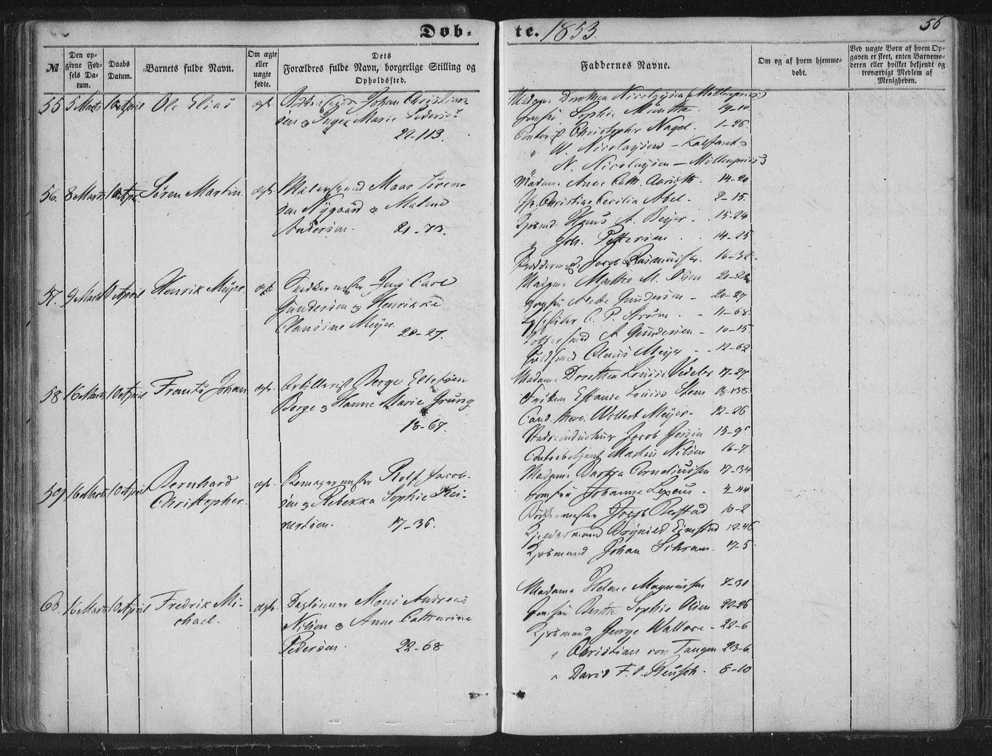 Korskirken sokneprestembete, SAB/A-76101/H/Haa/L0017: Ministerialbok nr. B 3, 1851-1857, s. 56