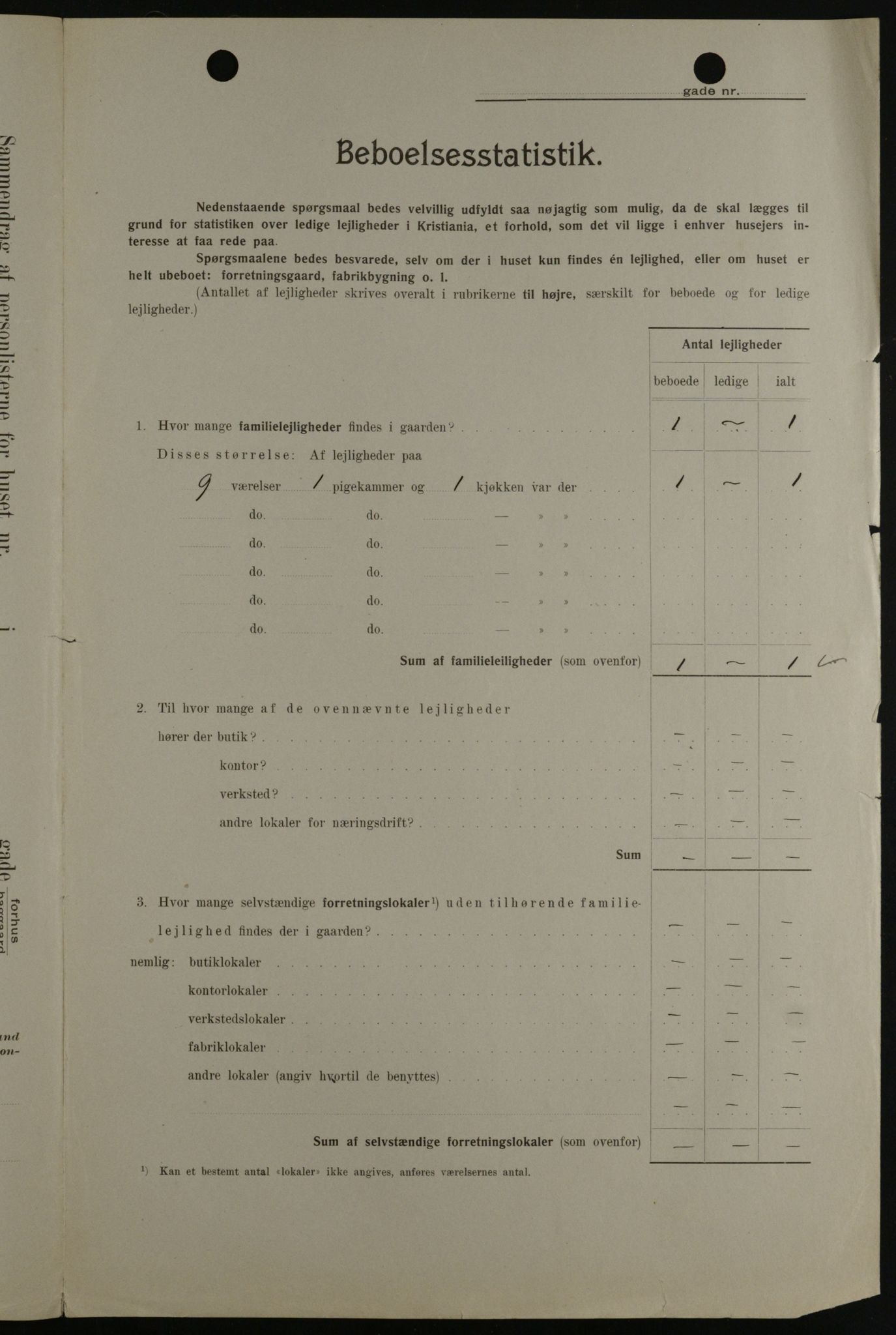 OBA, Kommunal folketelling 1.2.1908 for Kristiania kjøpstad, 1908, s. 10461