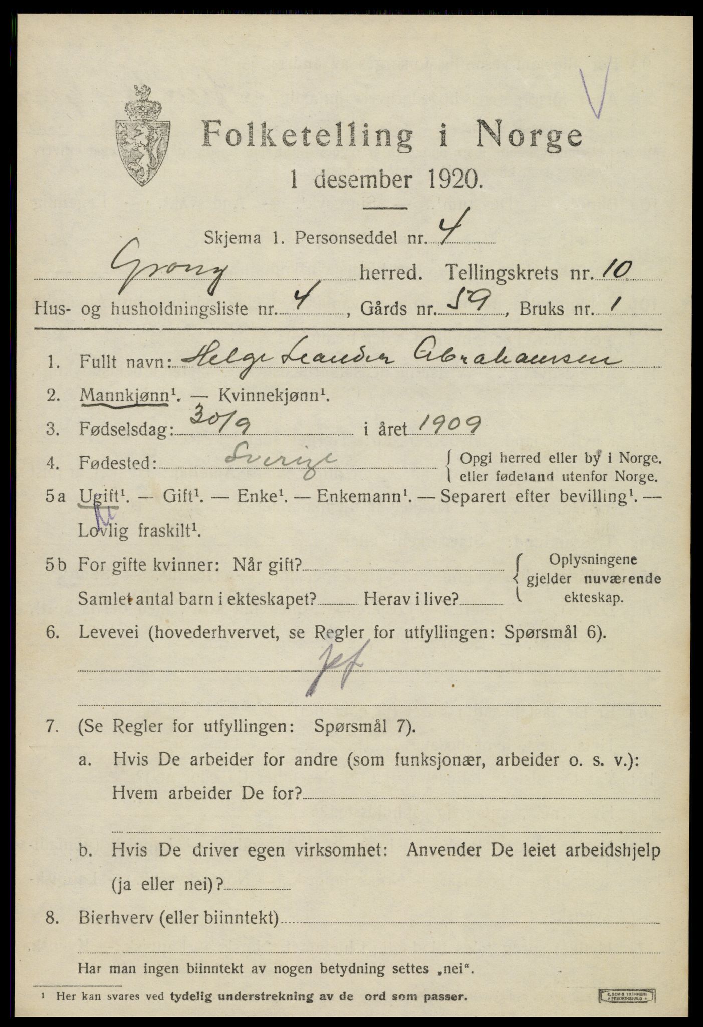 SAT, Folketelling 1920 for 1742 Grong herred, 1920, s. 5633