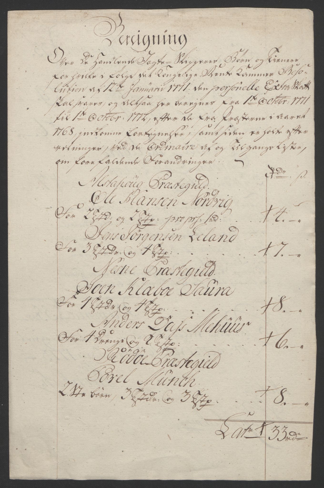 Rentekammeret inntil 1814, Reviderte regnskaper, Fogderegnskap, AV/RA-EA-4092/R65/L4573: Ekstraskatten Helgeland, 1762-1772, s. 642