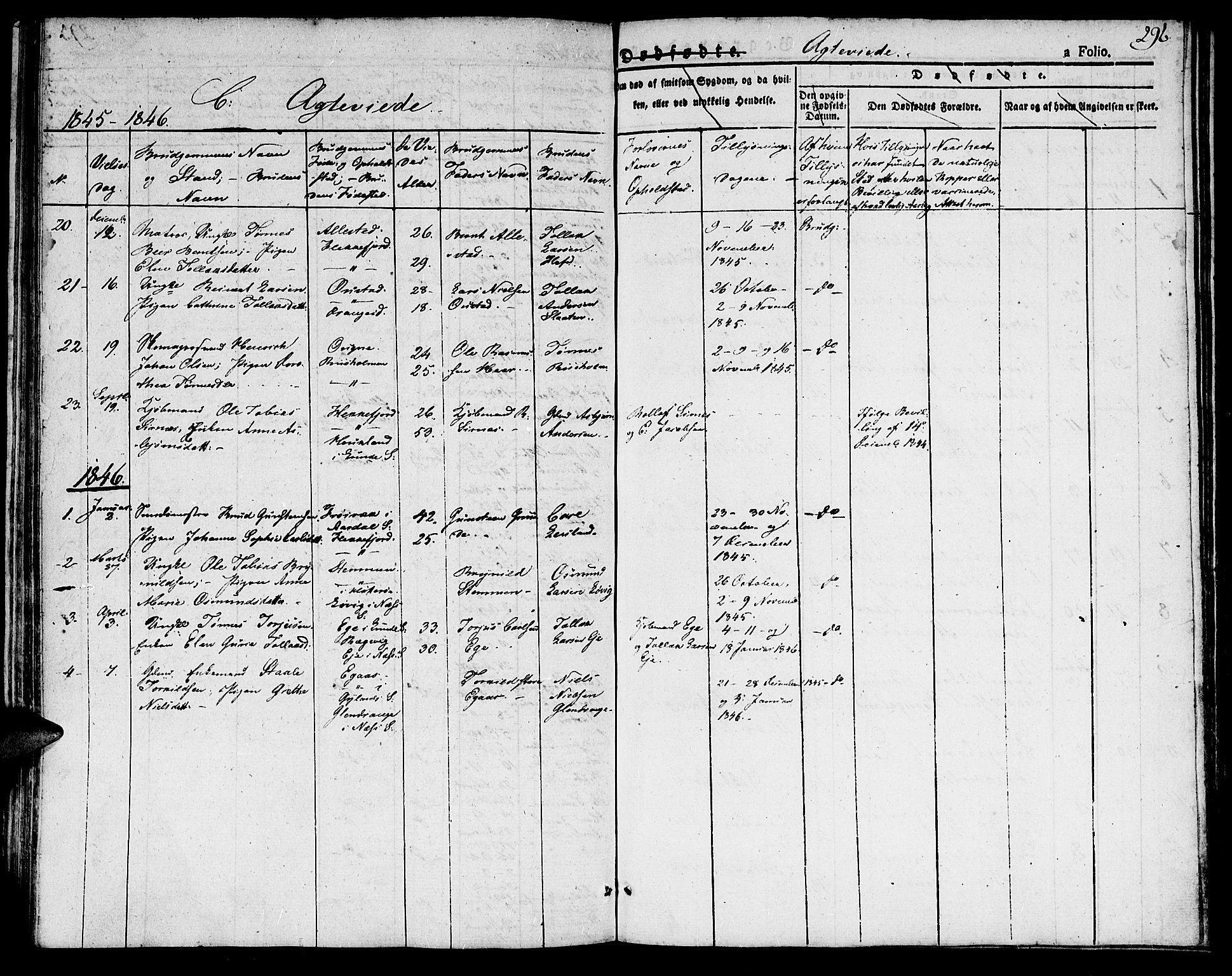 Flekkefjord sokneprestkontor, SAK/1111-0012/F/Fb/Fbc/L0004: Klokkerbok nr. B 4, 1827-1846, s. 296