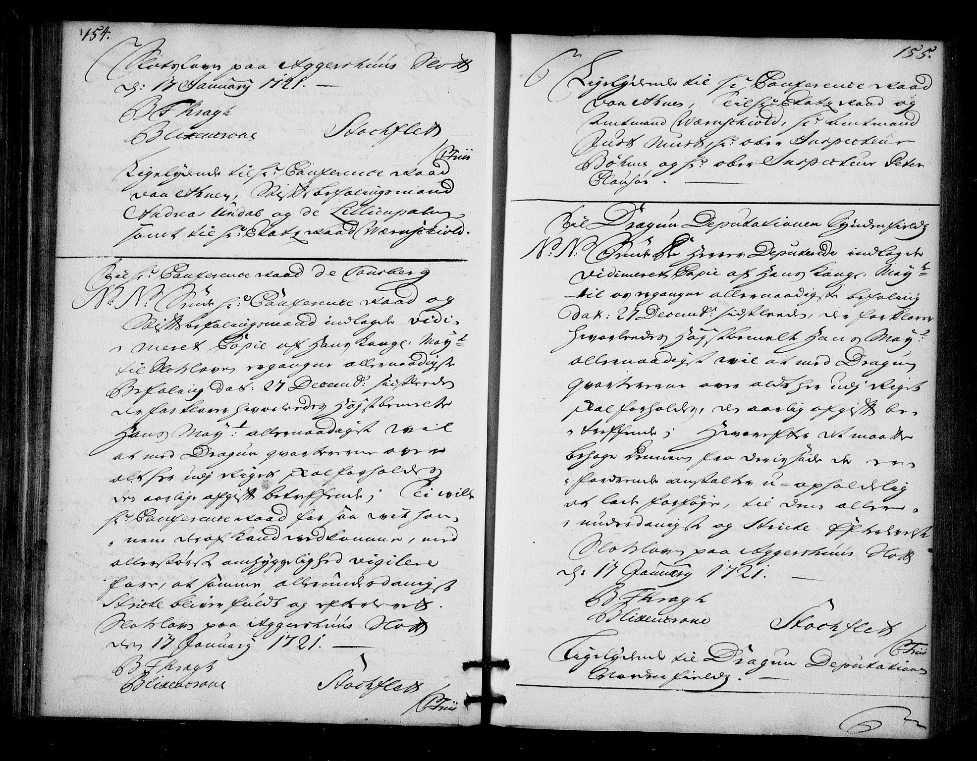 Stattholderembetet 1572-1771, AV/RA-EA-2870/Bd/L0013: Ordreprotokoll, 1720-1722, s. 154-155