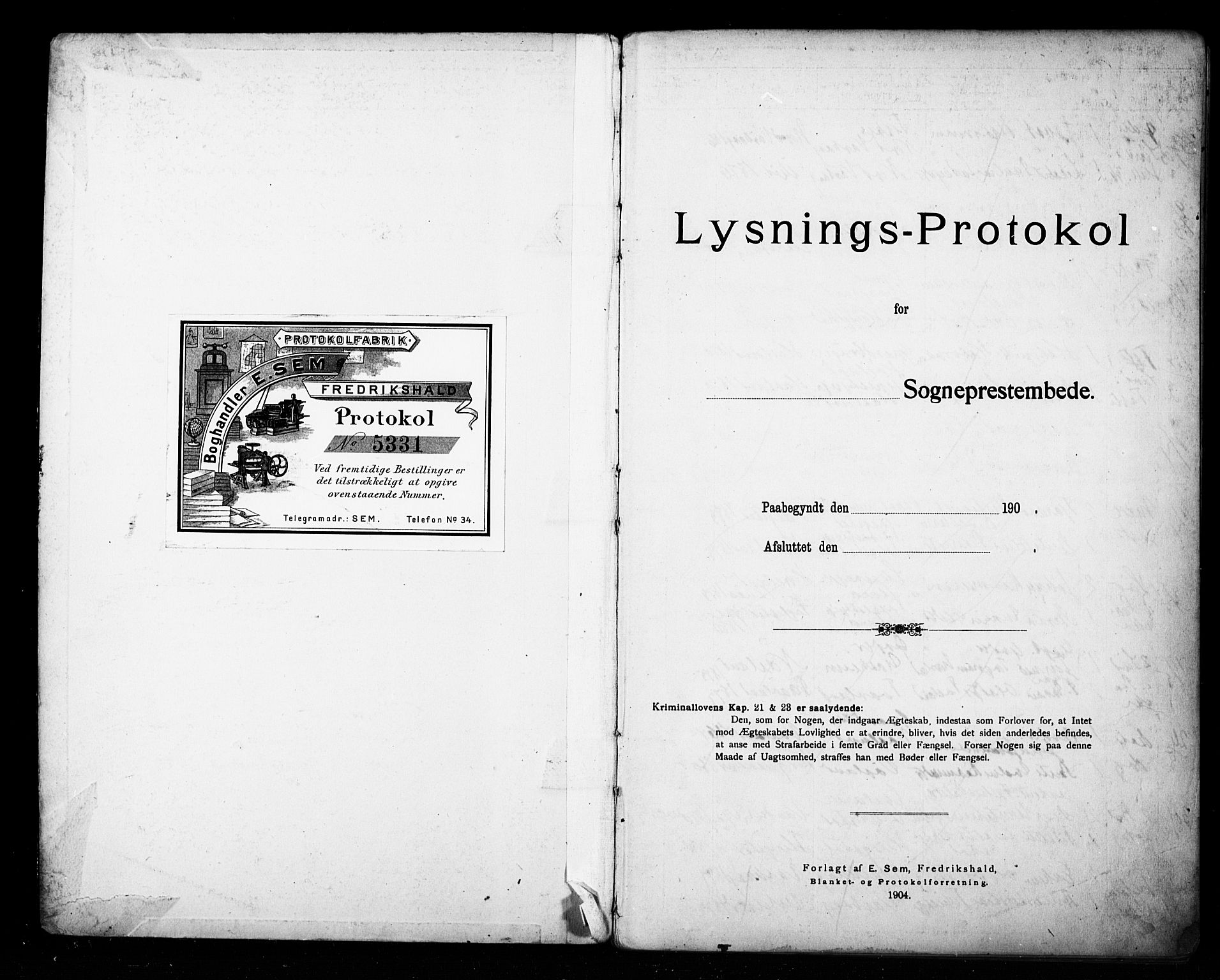 Aurskog prestekontor Kirkebøker, SAO/A-10304a/H/Ha/L0001: Lysningsprotokoll nr. 1, 1905-1918