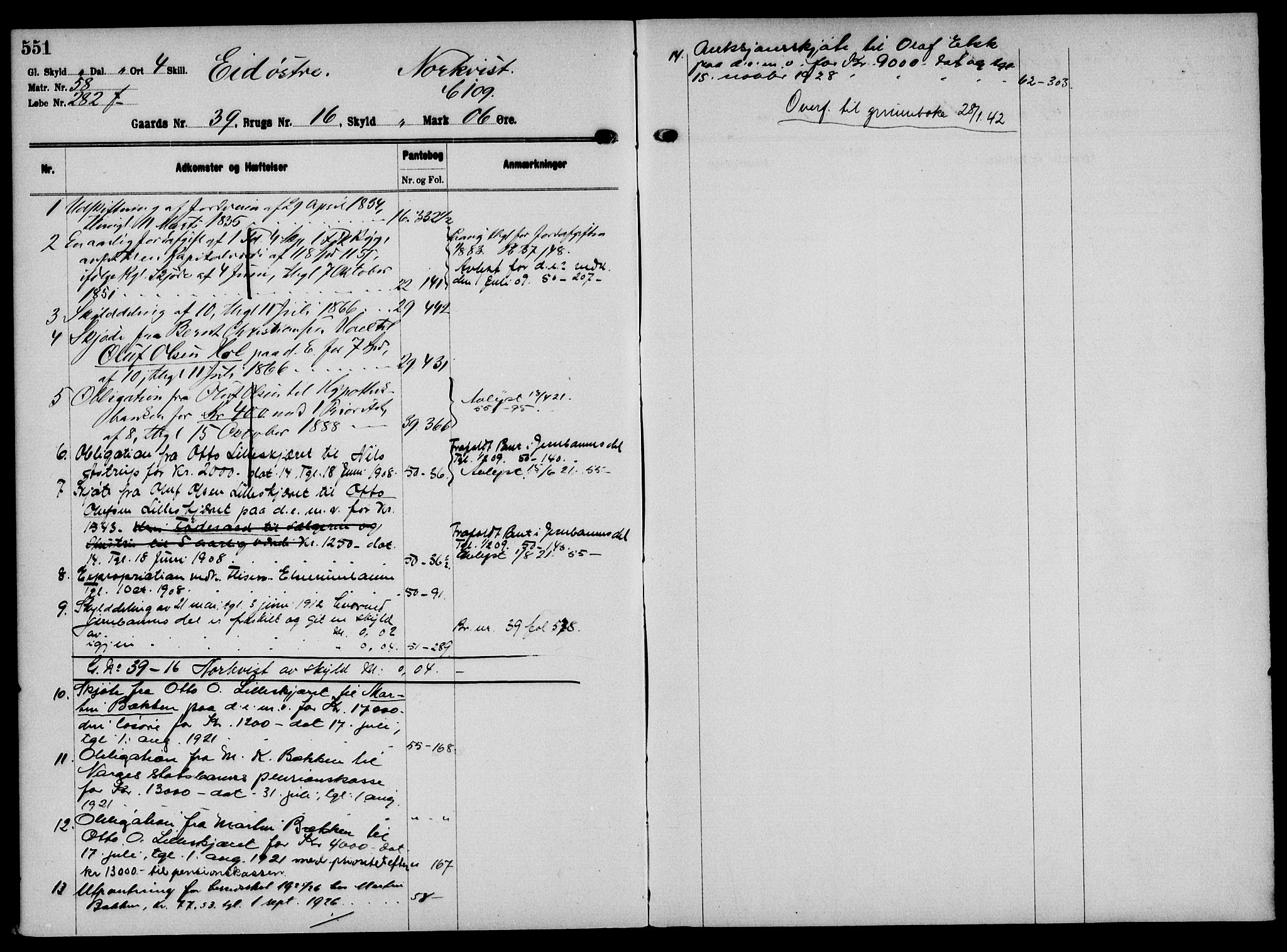 Solør tingrett, AV/SAH-TING-008/H/Ha/Hak/L0002: Panteregister nr. II, 1900-1935, s. 551