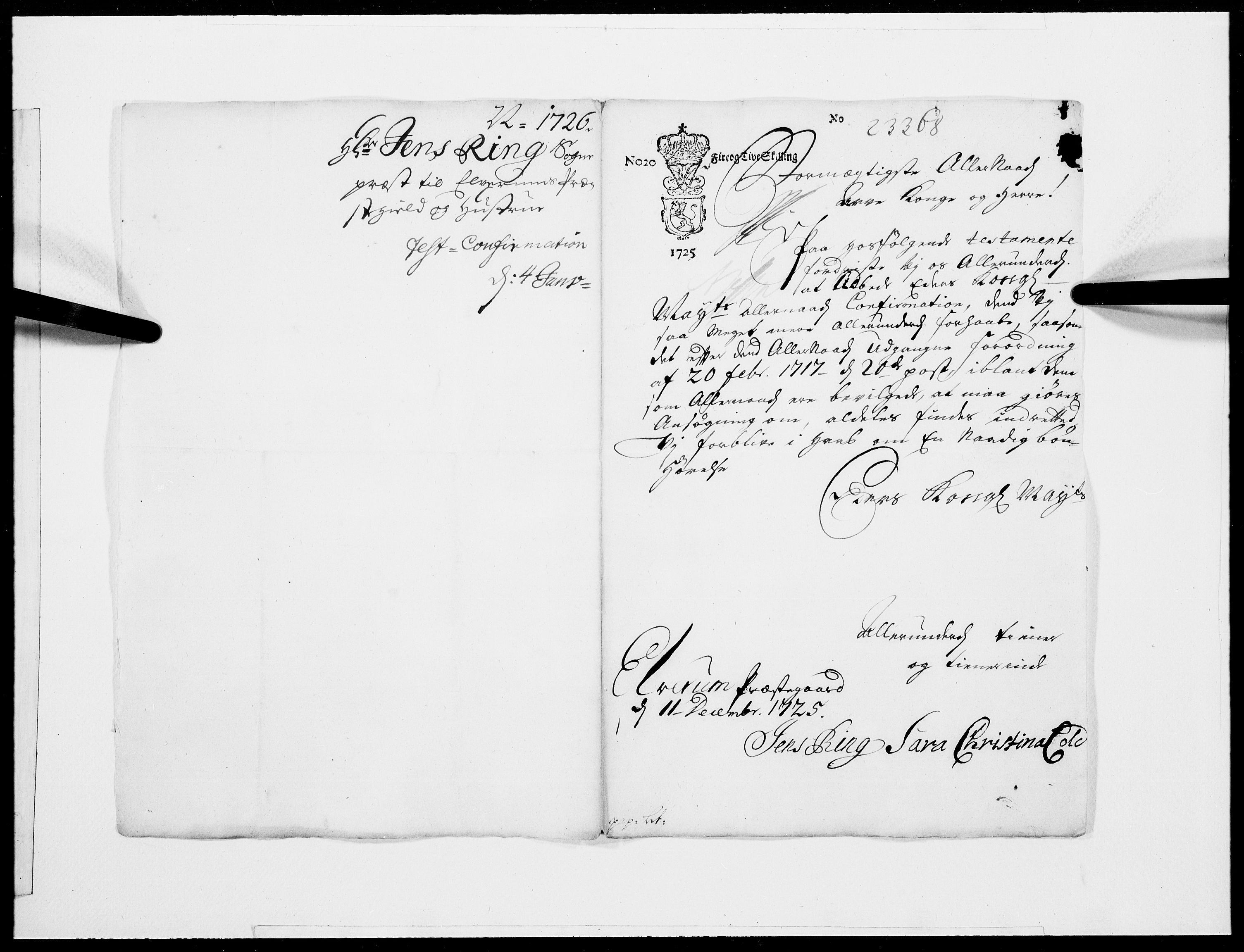 Danske Kanselli 1572-1799, AV/RA-EA-3023/F/Fc/Fcc/Fcca/L0098: Norske innlegg 1572-1799, 1726, s. 6