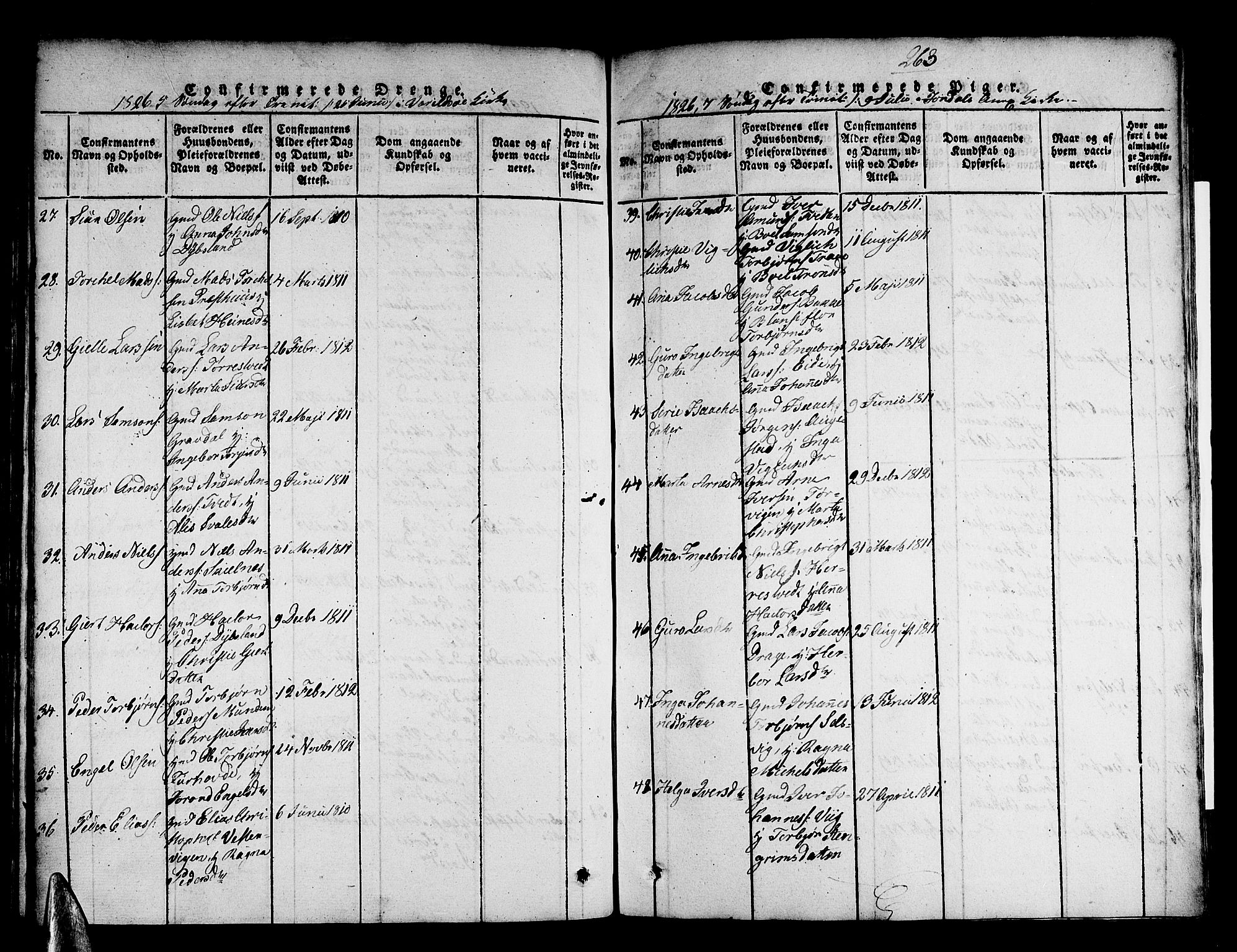 Strandebarm sokneprestembete, AV/SAB-A-78401/H/Haa: Ministerialbok nr. A 5, 1816-1826, s. 263