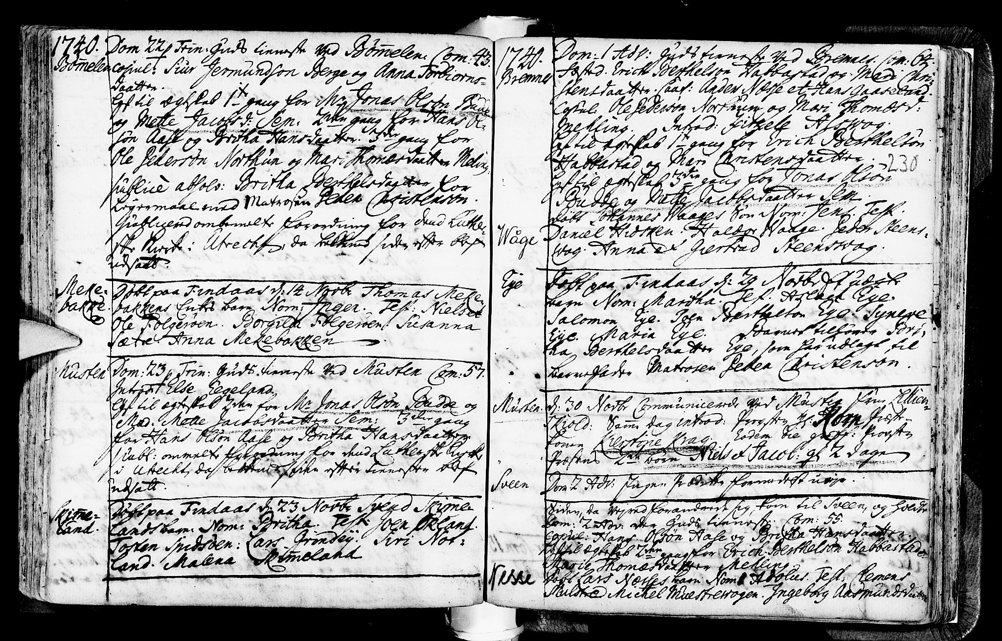 Finnås sokneprestembete, AV/SAB-A-99925/H/Ha/Haa/Haaa/L0001: Ministerialbok nr. A 1, 1718-1744, s. 230