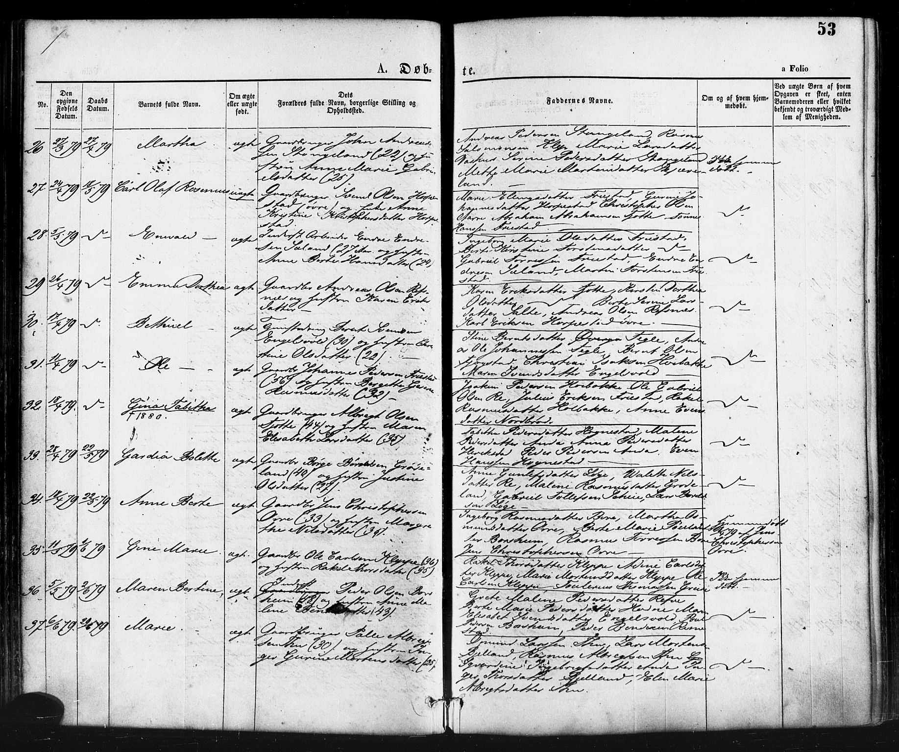 Klepp sokneprestkontor, AV/SAST-A-101803/001/3/30BA/L0006: Ministerialbok nr. A 6, 1871-1885, s. 53