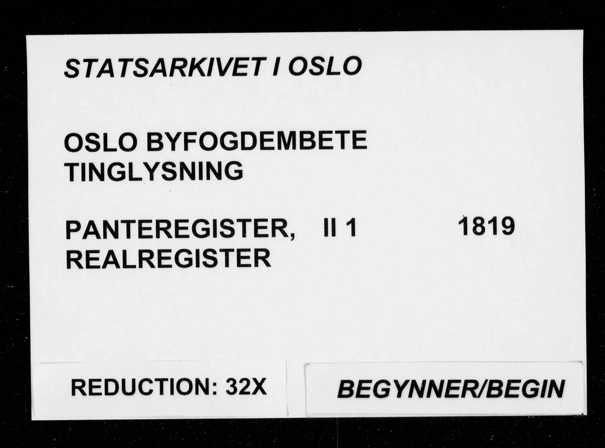 Christiania byfogd, SAO/A-11543/G/Ga/Gaa/Gaab/L0001: Panteregister nr. II 1