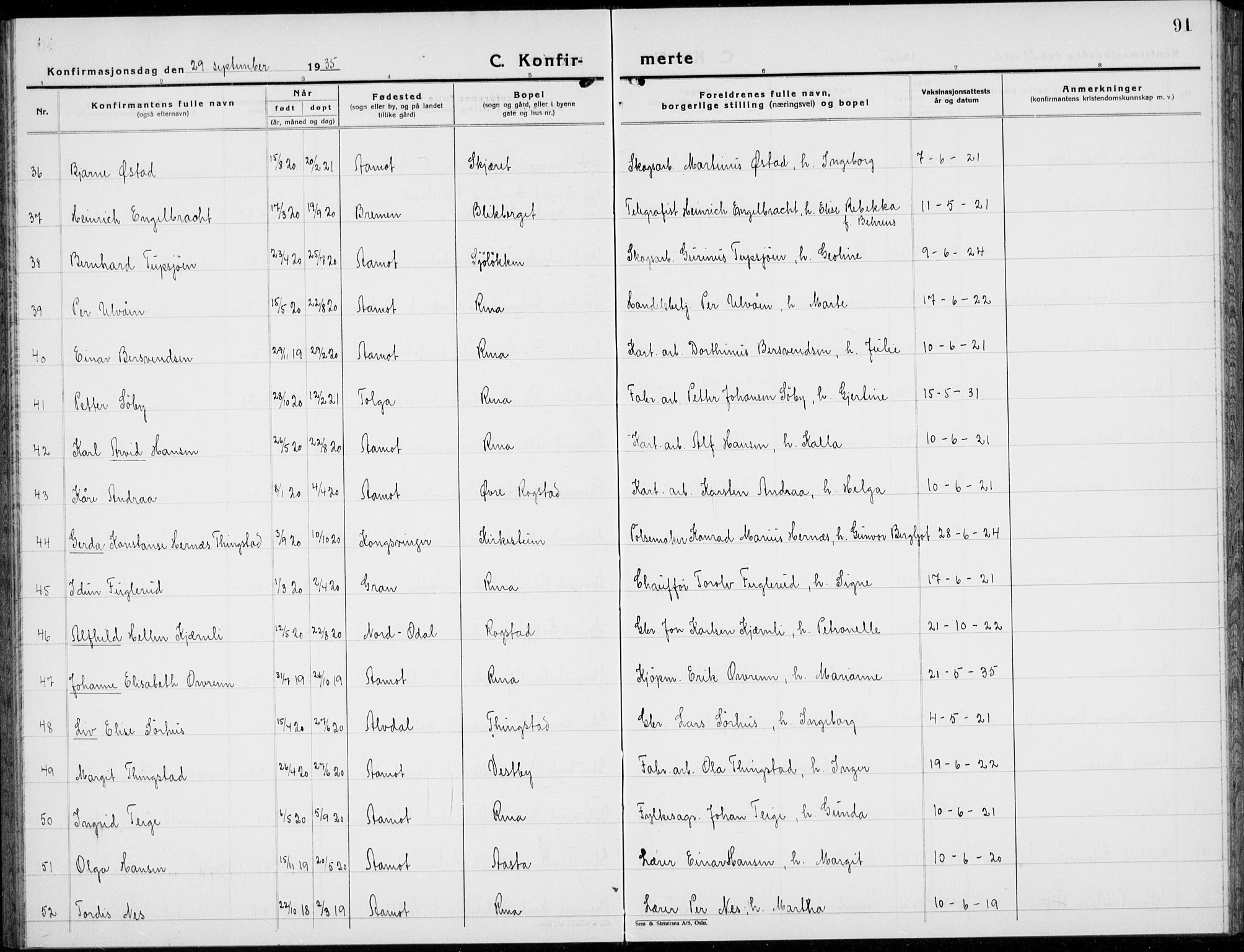 Åmot prestekontor, Hedmark, AV/SAH-PREST-056/H/Ha/Hab/L0006: Klokkerbok nr. 6, 1930-1937, s. 91