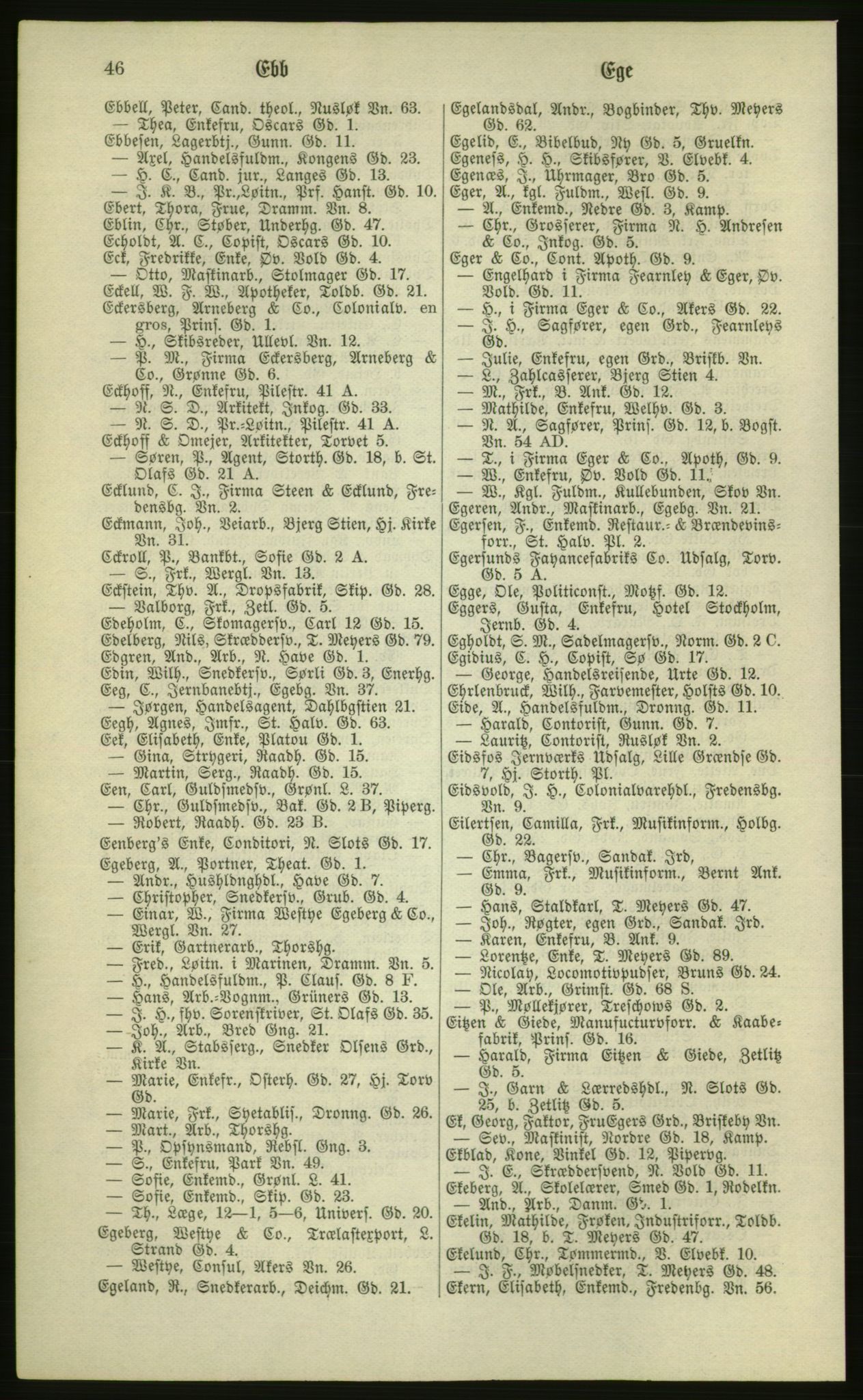 Kristiania/Oslo adressebok, PUBL/-, 1881, s. 46