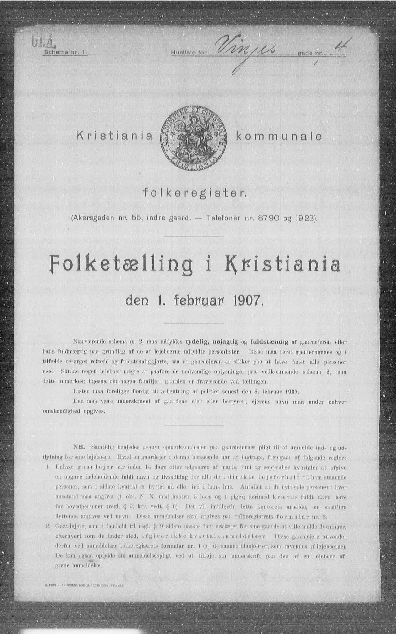 OBA, Kommunal folketelling 1.2.1907 for Kristiania kjøpstad, 1907, s. 62931