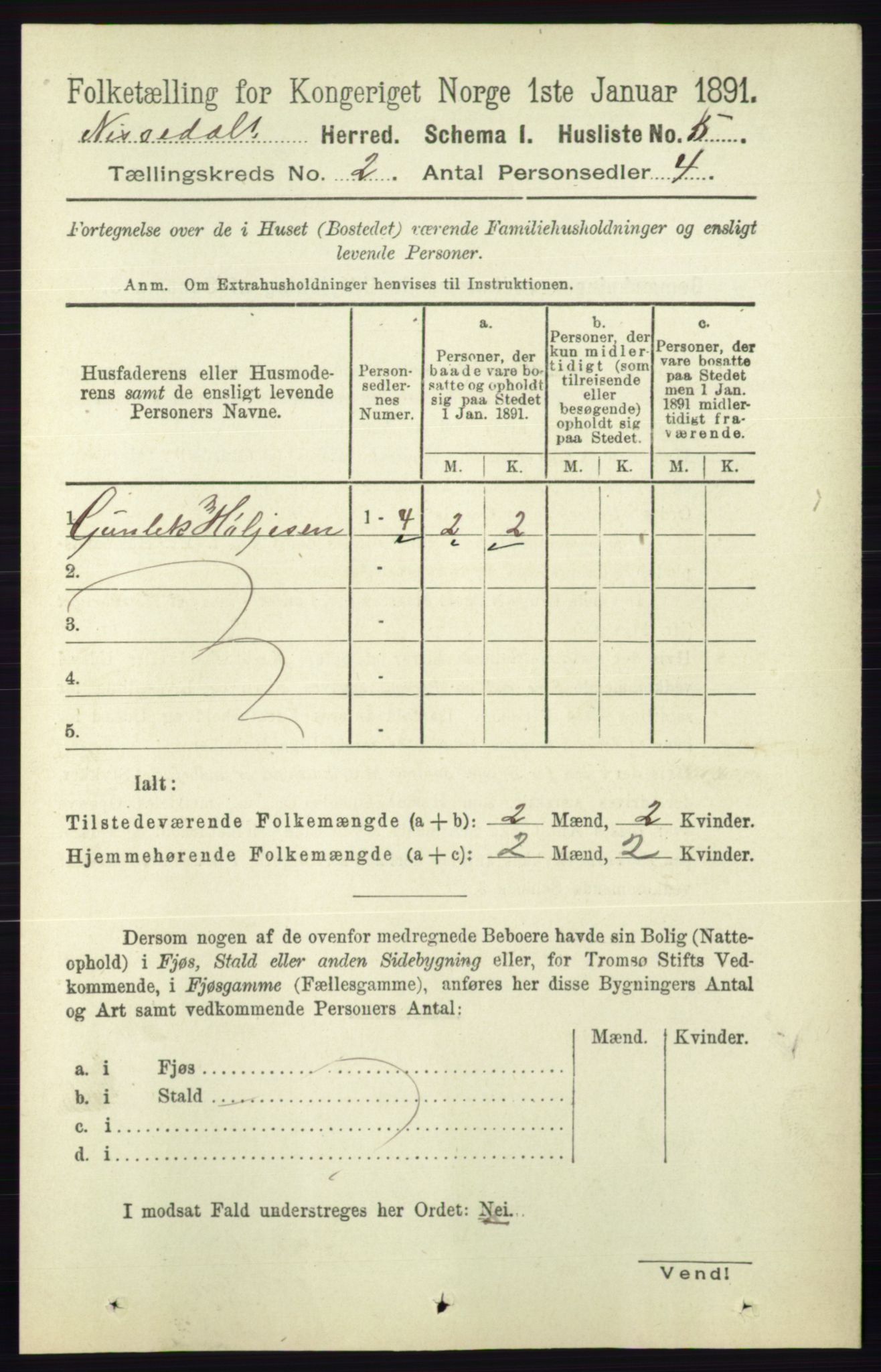 RA, Folketelling 1891 for 0830 Nissedal herred, 1891, s. 281