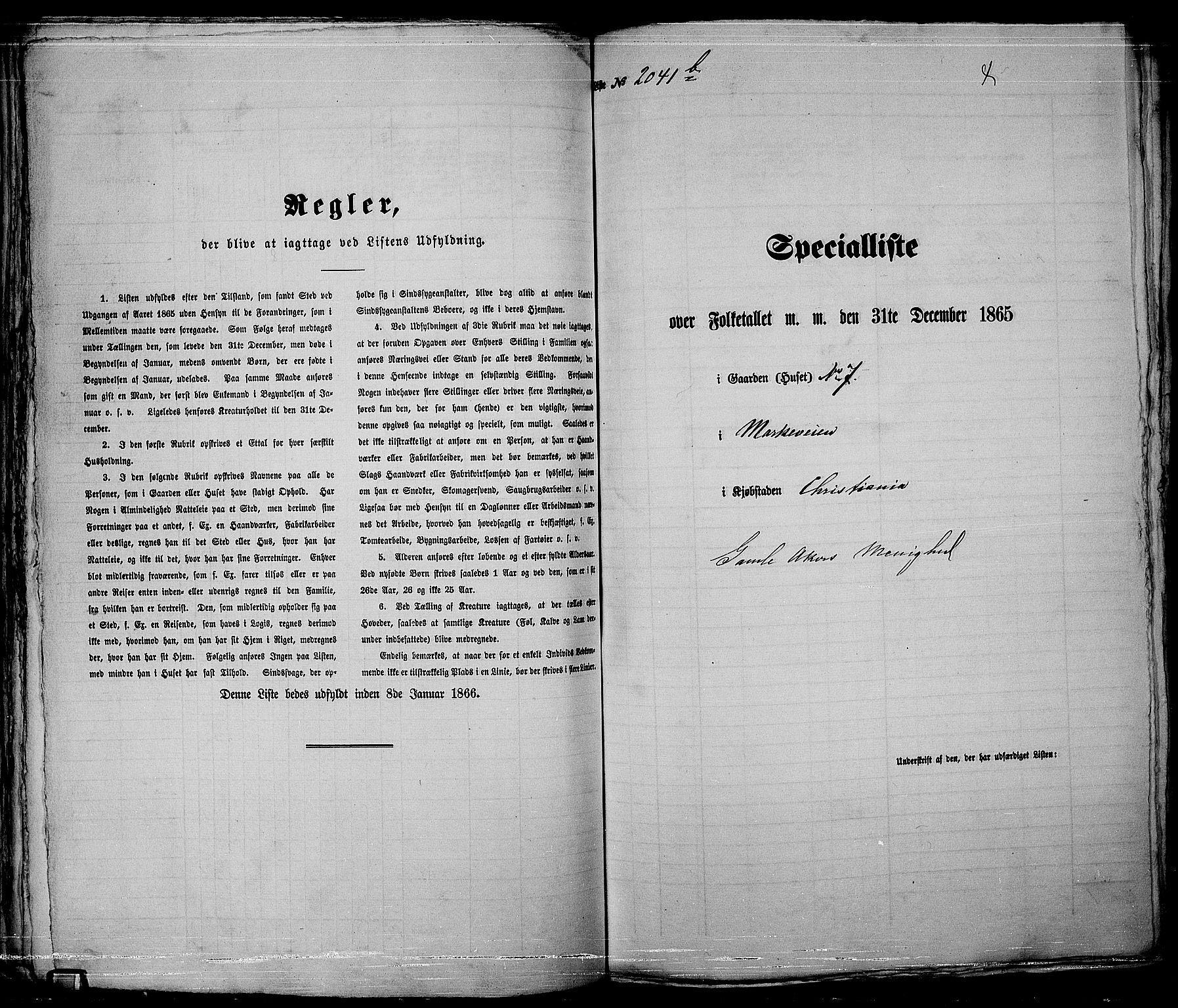 RA, Folketelling 1865 for 0301 Kristiania kjøpstad, 1865, s. 4559