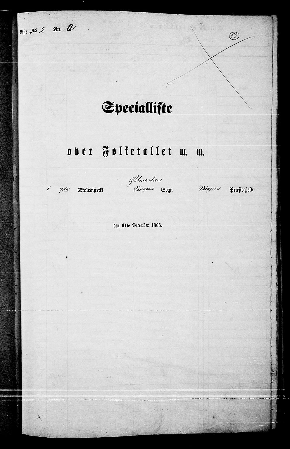 RA, Folketelling 1865 for 0421L Vinger prestegjeld, Vinger sokn og Austmarka sokn, 1865, s. 49