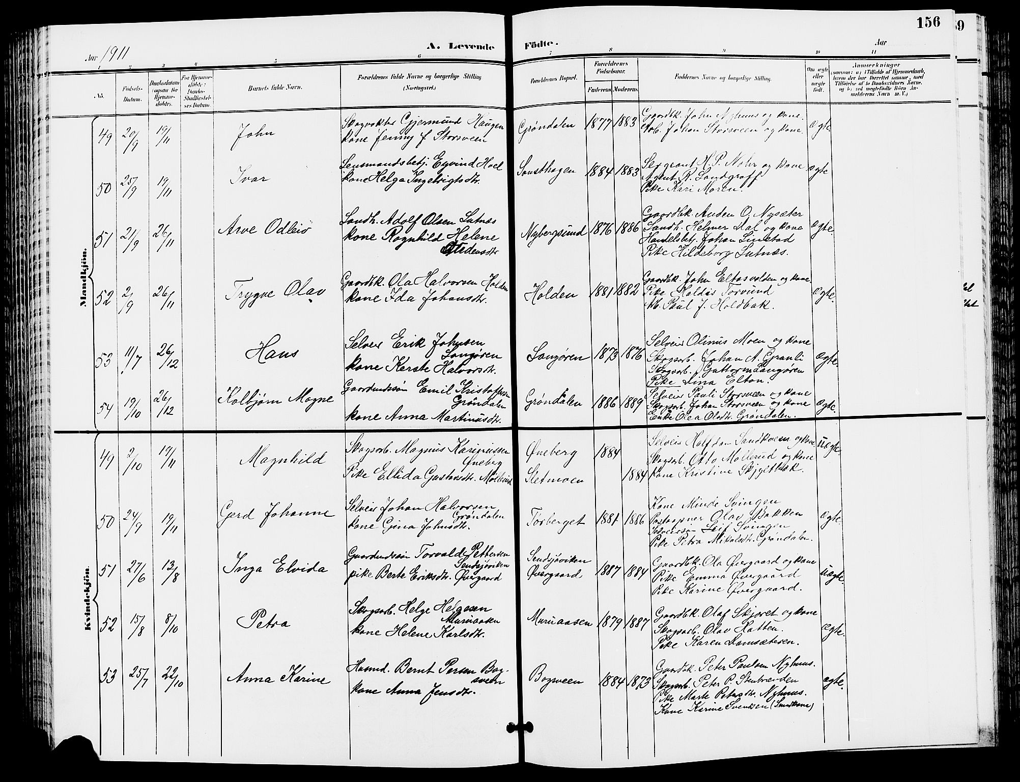 Trysil prestekontor, AV/SAH-PREST-046/H/Ha/Hab/L0006: Klokkerbok nr. 6, 1896-1912, s. 156