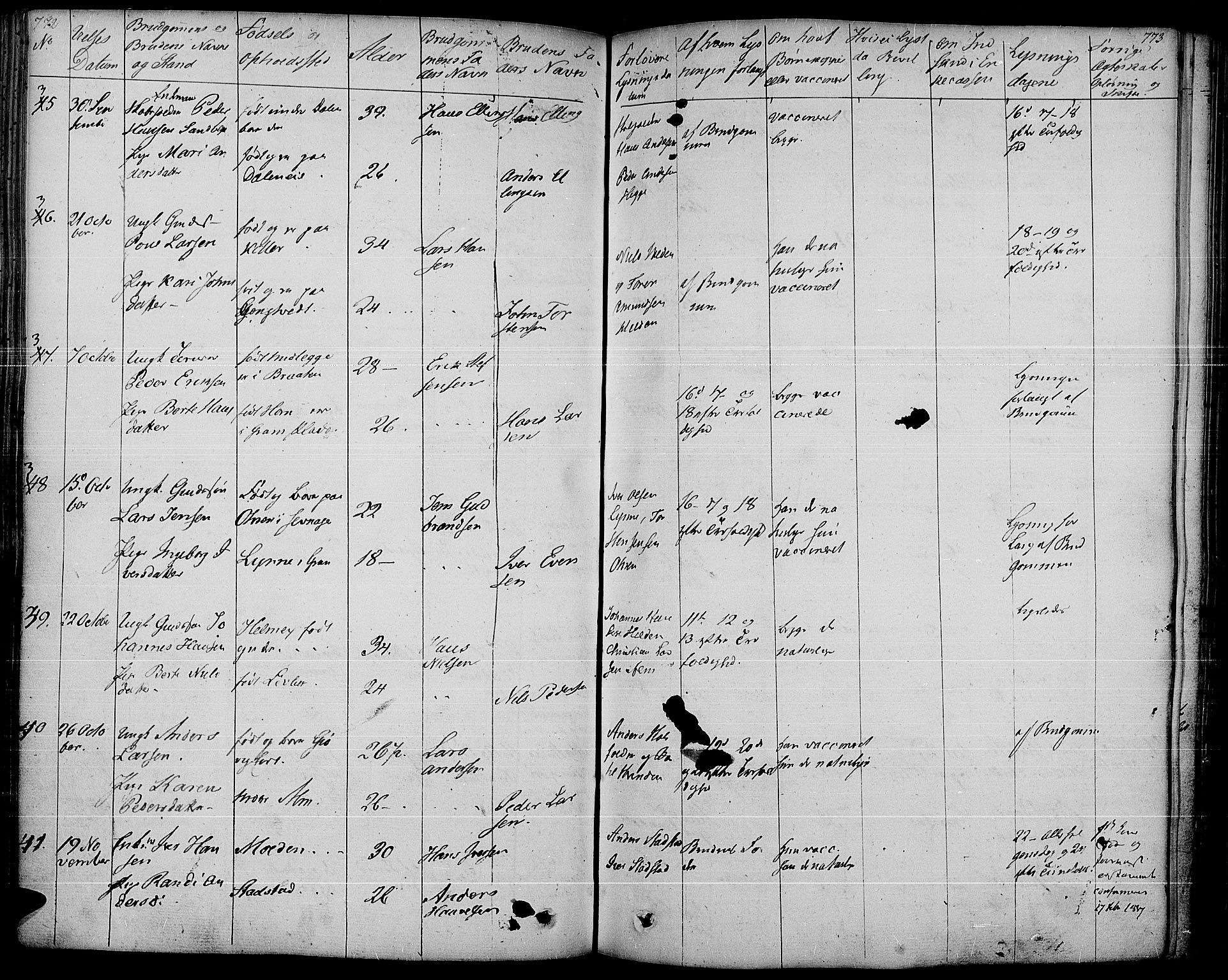 Gran prestekontor, AV/SAH-PREST-112/H/Ha/Haa/L0010: Ministerialbok nr. 10, 1824-1842, s. 772-773