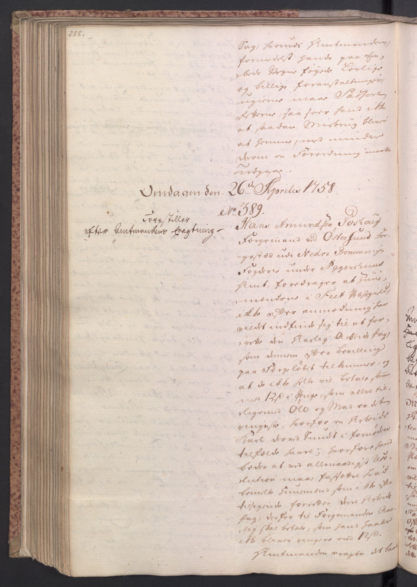Rentekammeret, Kammerkanselliet, AV/RA-EA-3111/G/Gh/Gha/L0034: Norsk ekstraktmemorialprotokoll (merket RK 53.79), 1756-1759, s. 288