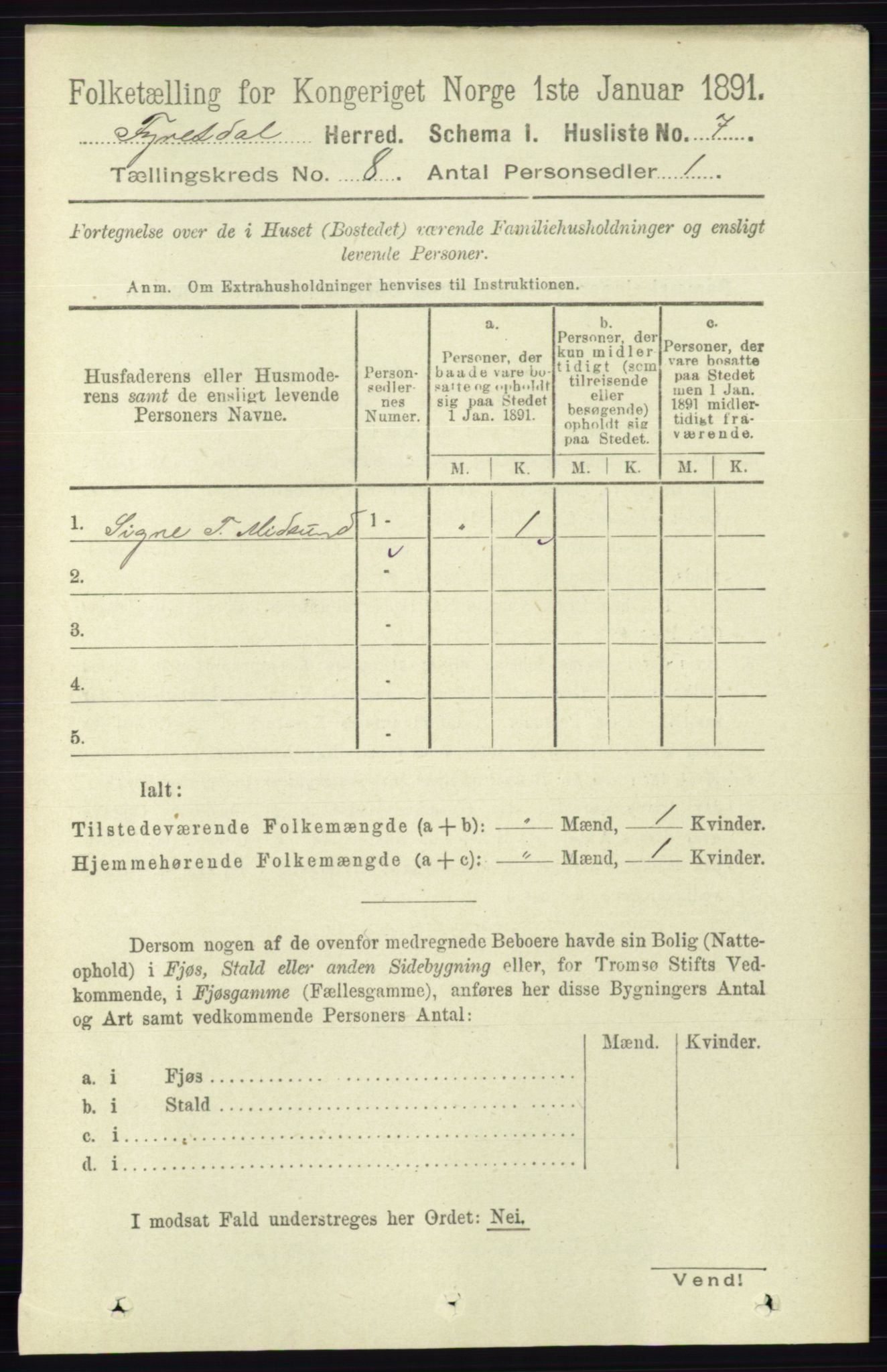 RA, Folketelling 1891 for 0831 Fyresdal herred, 1891, s. 2140