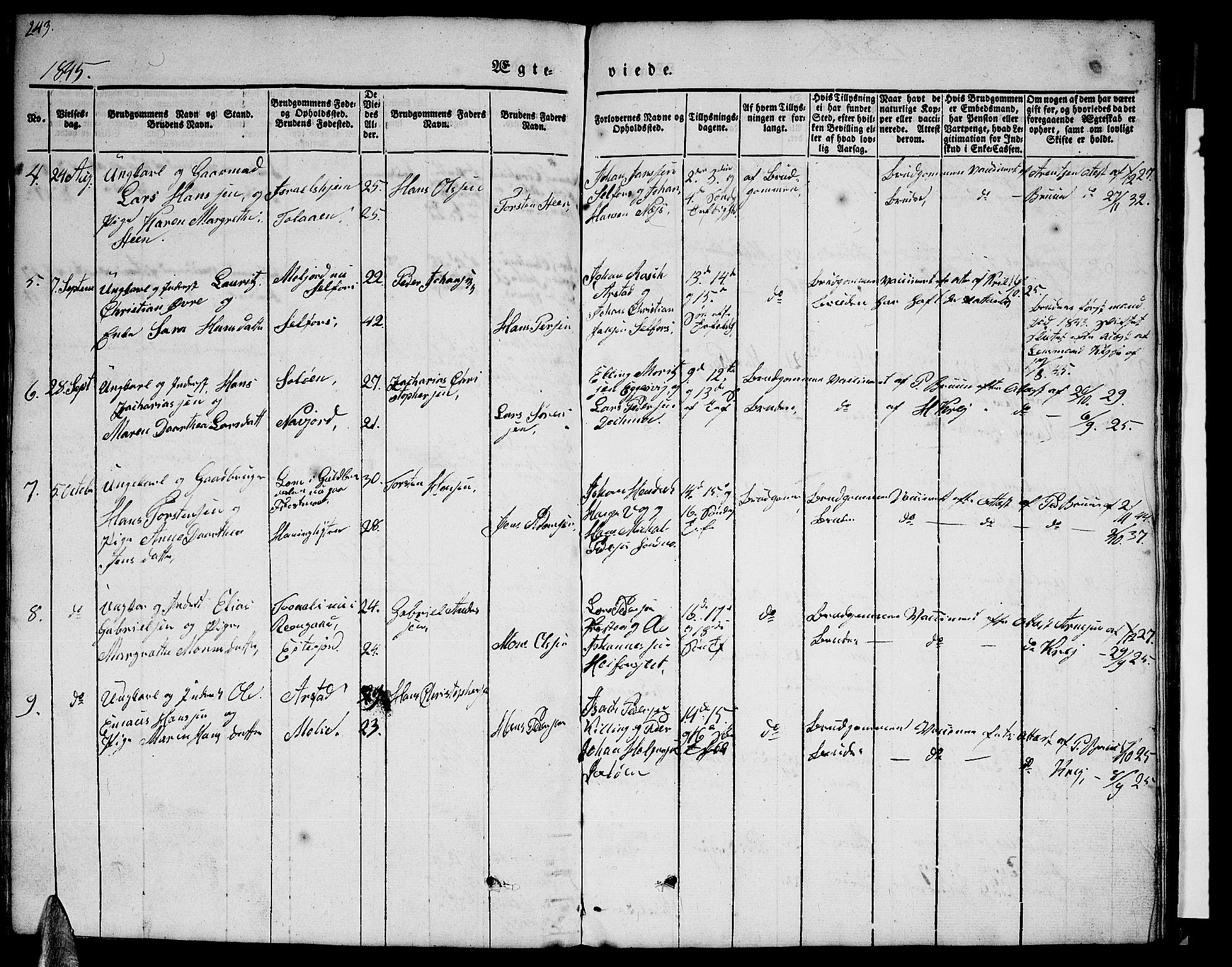 Ministerialprotokoller, klokkerbøker og fødselsregistre - Nordland, AV/SAT-A-1459/846/L0652: Klokkerbok nr. 846C02, 1841-1871, s. 243