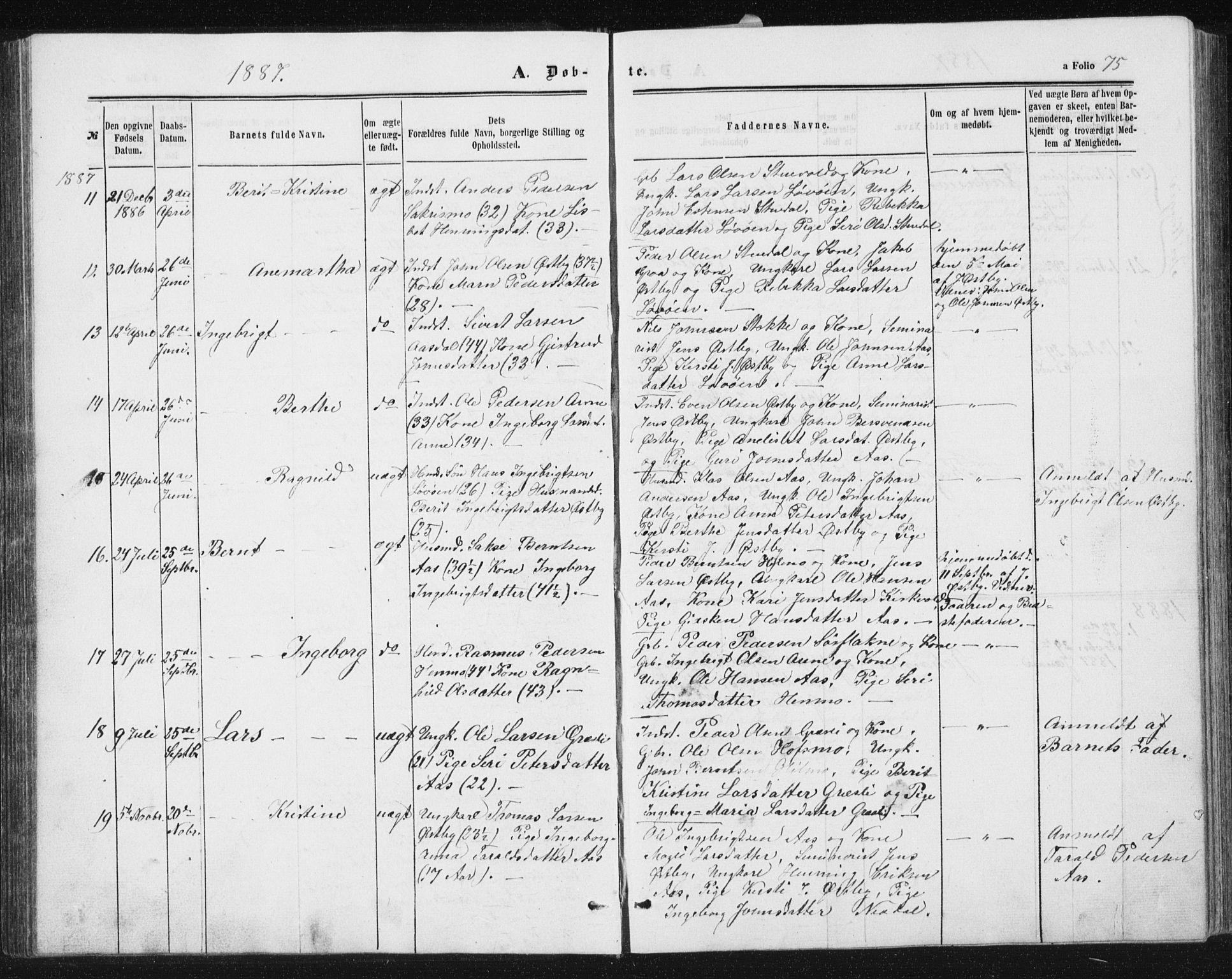 Ministerialprotokoller, klokkerbøker og fødselsregistre - Sør-Trøndelag, AV/SAT-A-1456/698/L1166: Klokkerbok nr. 698C03, 1861-1887, s. 75