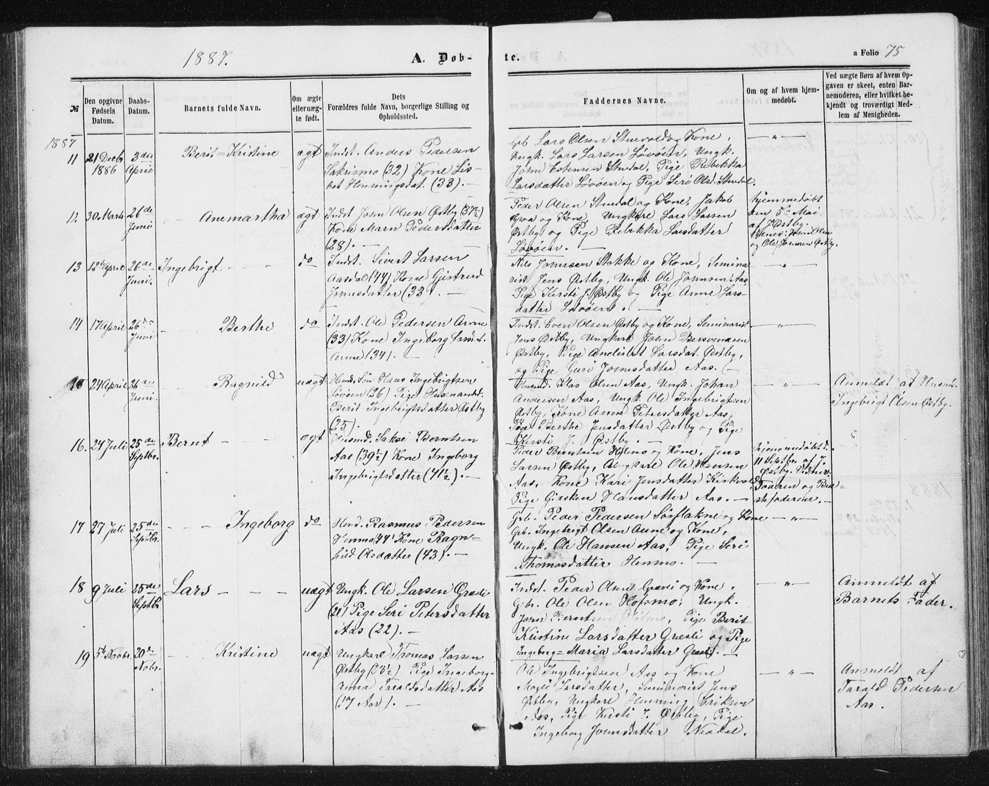 Ministerialprotokoller, klokkerbøker og fødselsregistre - Sør-Trøndelag, AV/SAT-A-1456/698/L1166: Klokkerbok nr. 698C03, 1861-1887, s. 75