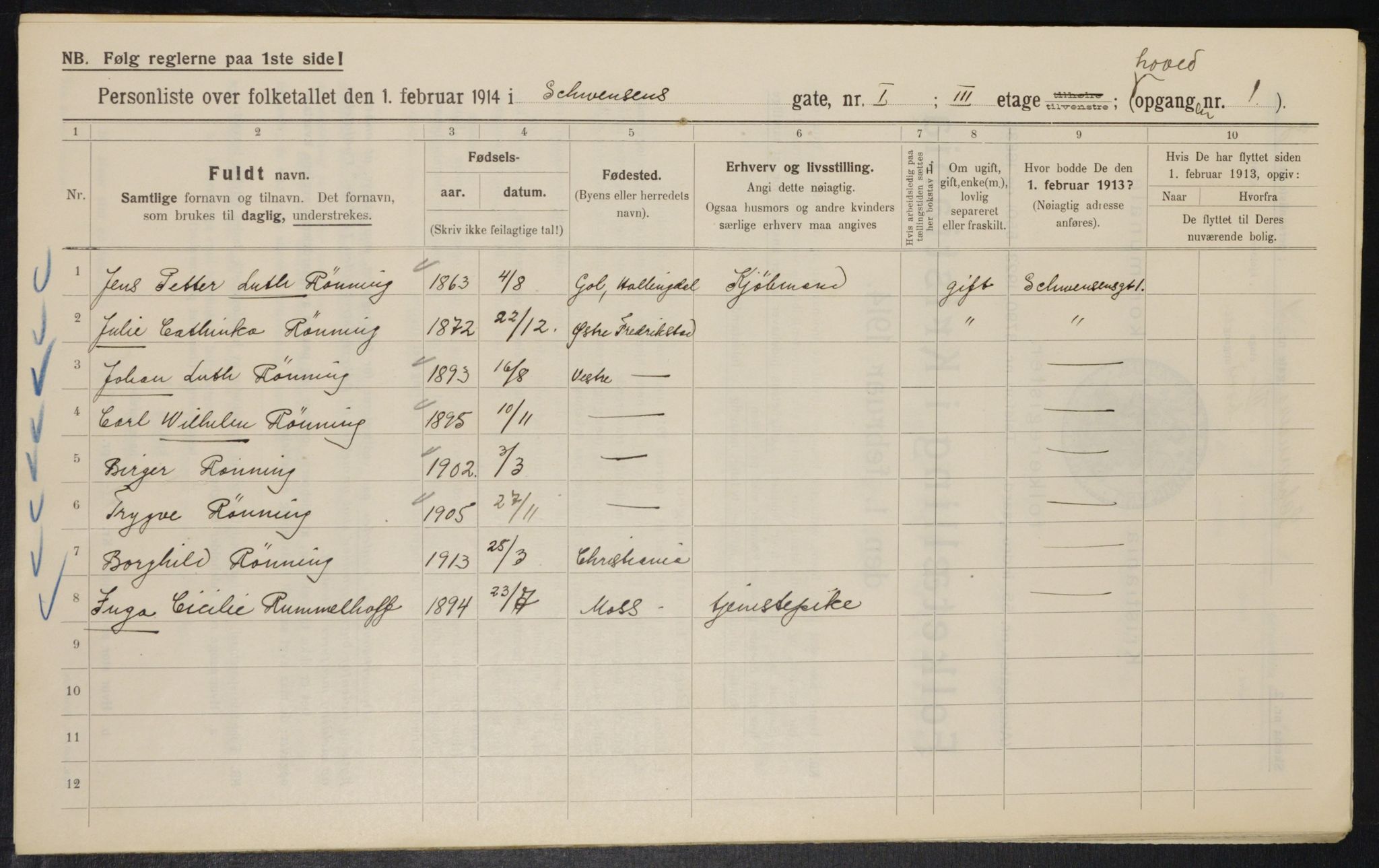 OBA, Kommunal folketelling 1.2.1914 for Kristiania, 1914, s. 92494