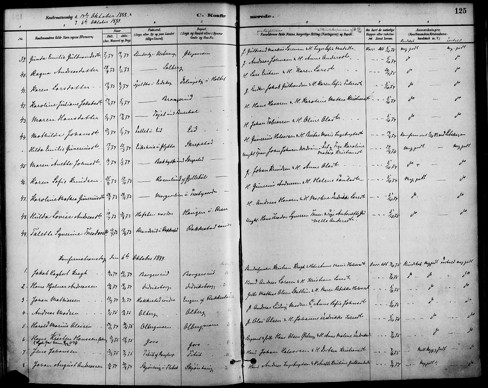 Høland prestekontor Kirkebøker, SAO/A-10346a/F/Fa/L0013: Ministerialbok nr. I 13, 1880-1897, s. 125