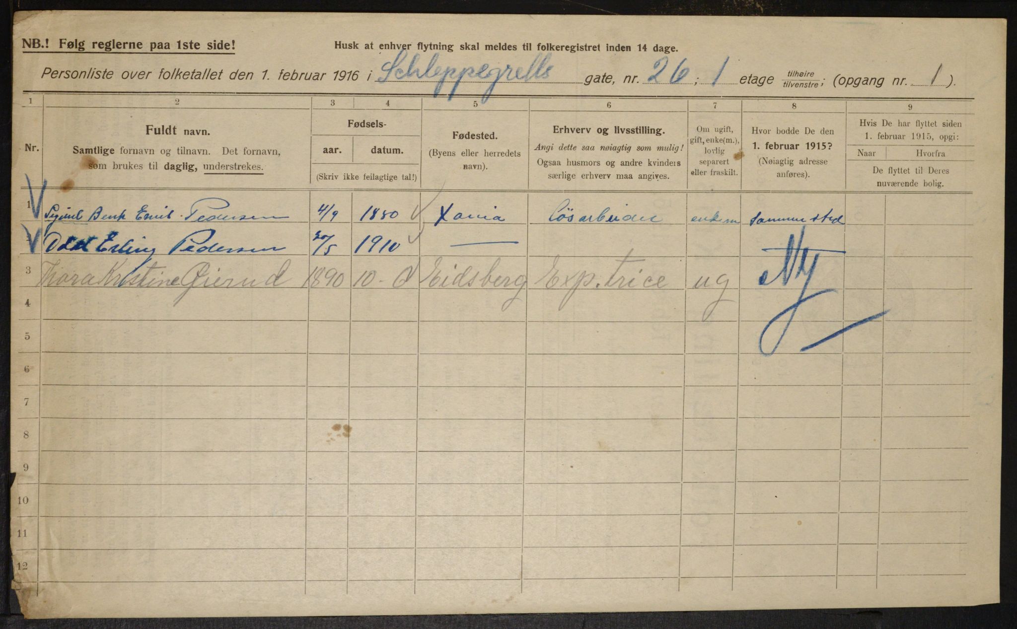 OBA, Kommunal folketelling 1.2.1916 for Kristiania, 1916, s. 92441