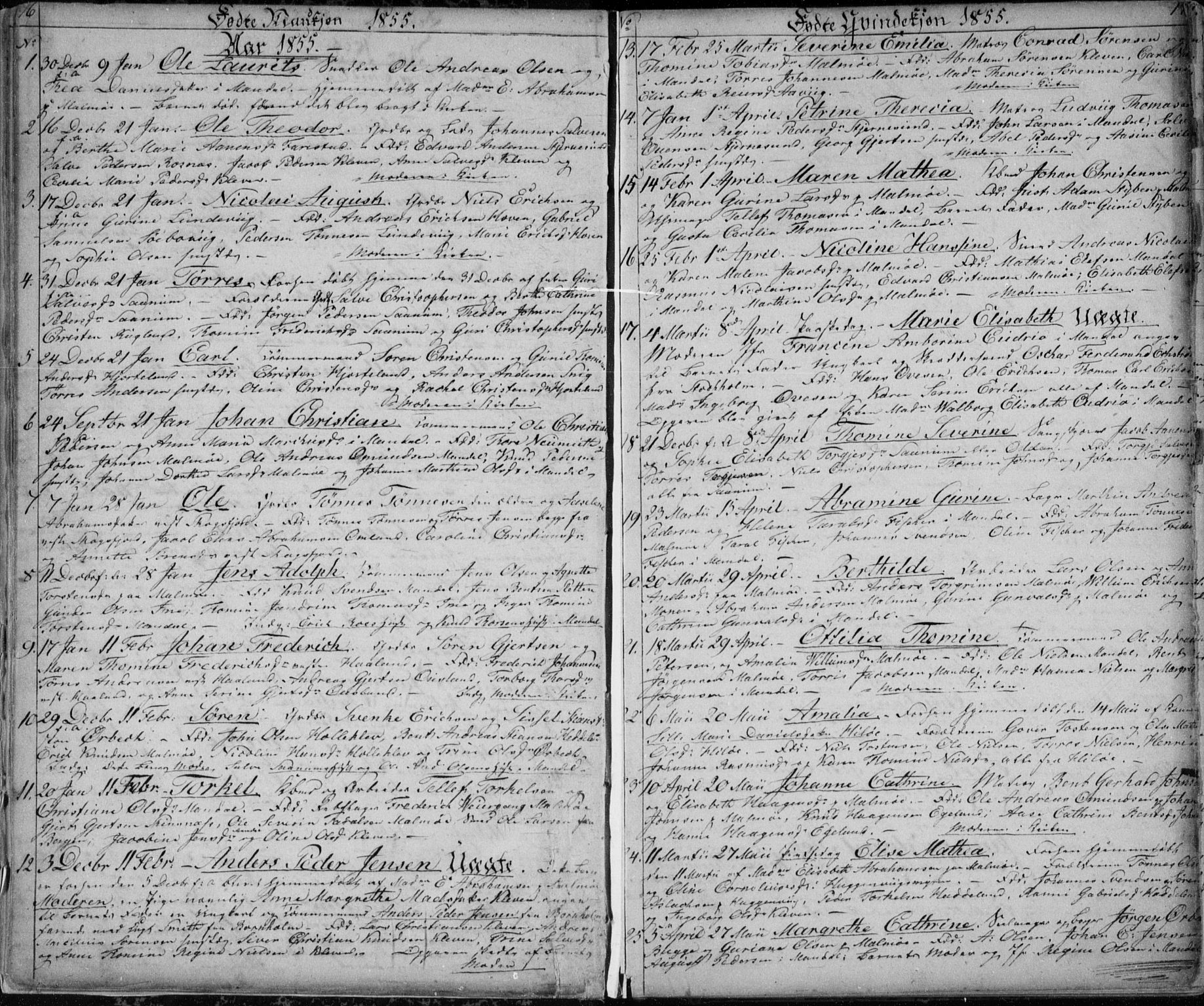 Mandal sokneprestkontor, AV/SAK-1111-0030/F/Fb/Fba/L0008: Klokkerbok nr. B 2, 1854-1868, s. 16-17