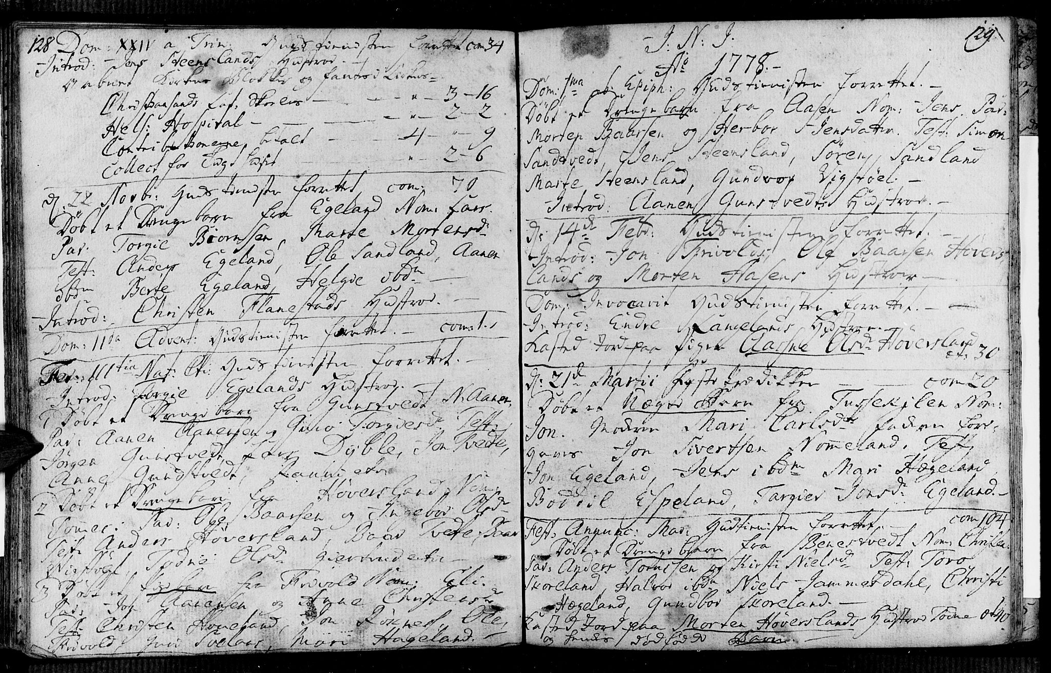 Vennesla sokneprestkontor, AV/SAK-1111-0045/Fa/Faa/L0001: Ministerialbok nr. A 1, 1753-1785, s. 128-129