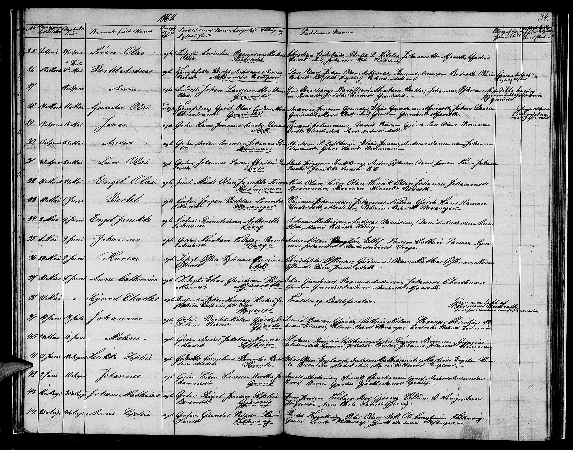 Askvoll sokneprestembete, AV/SAB-A-79501/H/Hab/Haba/L0001: Klokkerbok nr. A 1, 1853-1872, s. 34