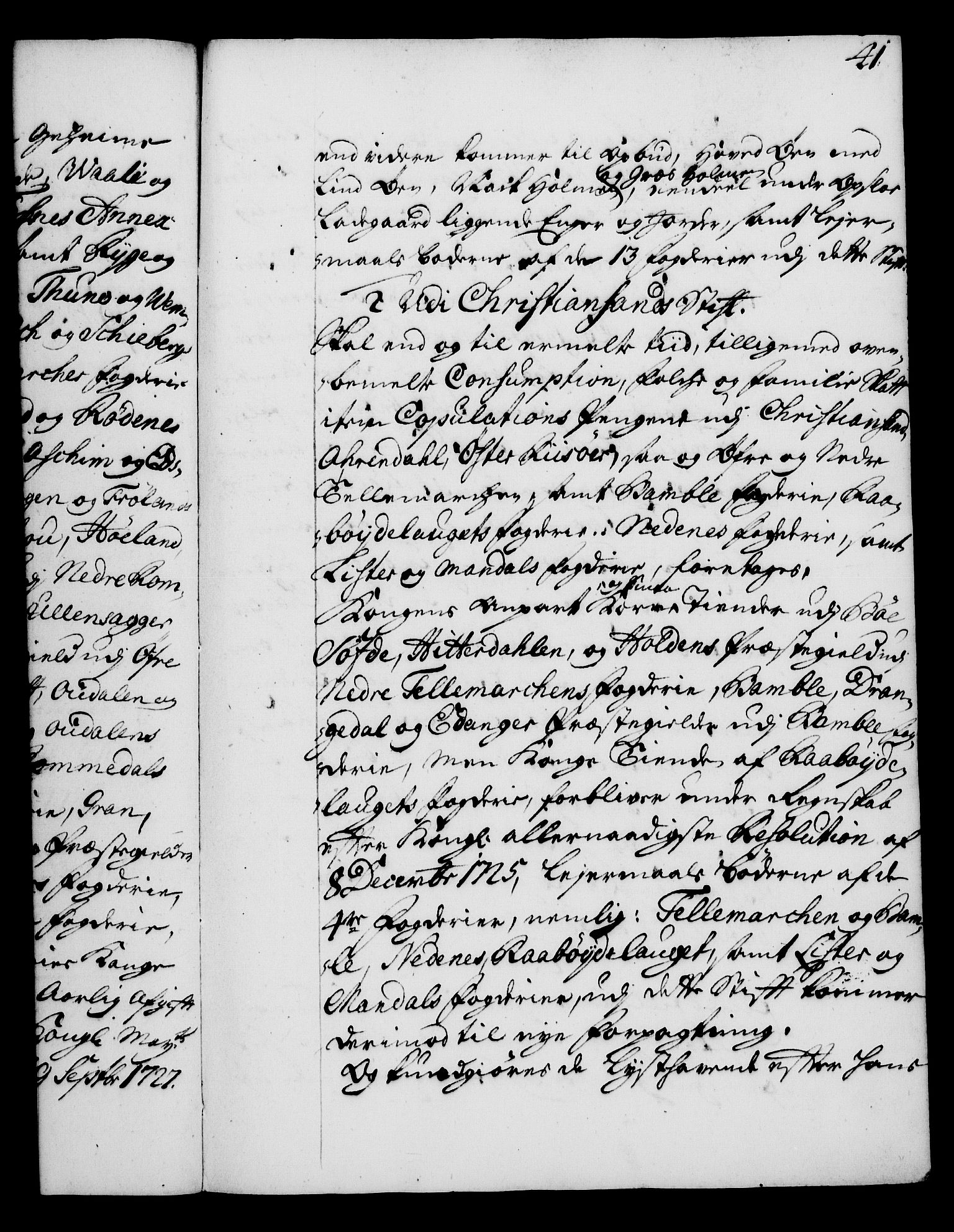 Rentekammeret, Kammerkanselliet, AV/RA-EA-3111/G/Gg/Gga/L0003: Norsk ekspedisjonsprotokoll med register (merket RK 53.3), 1727-1734, s. 41