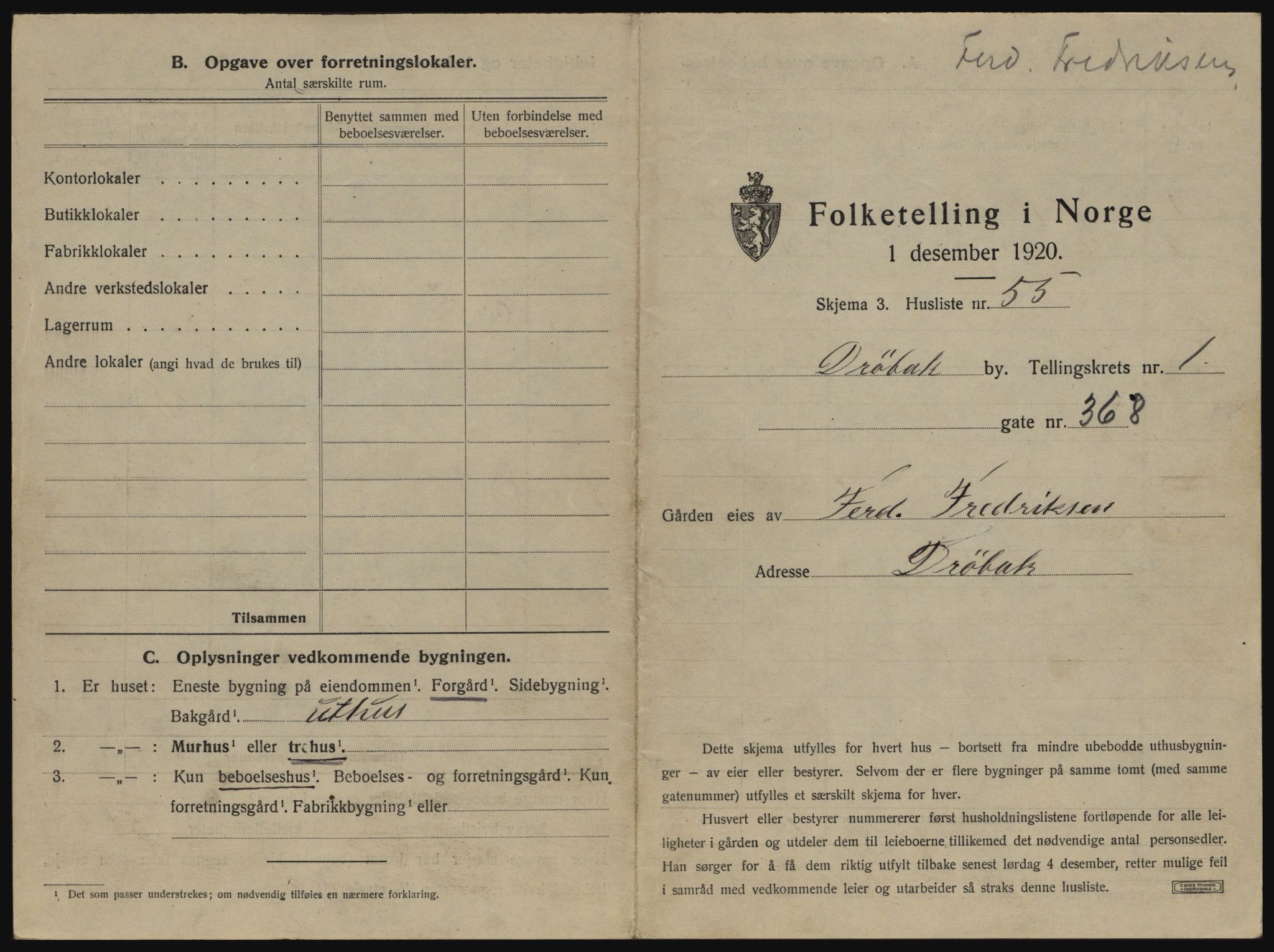 SAO, Folketelling 1920 for 0203 Drøbak kjøpstad, 1920, s. 159