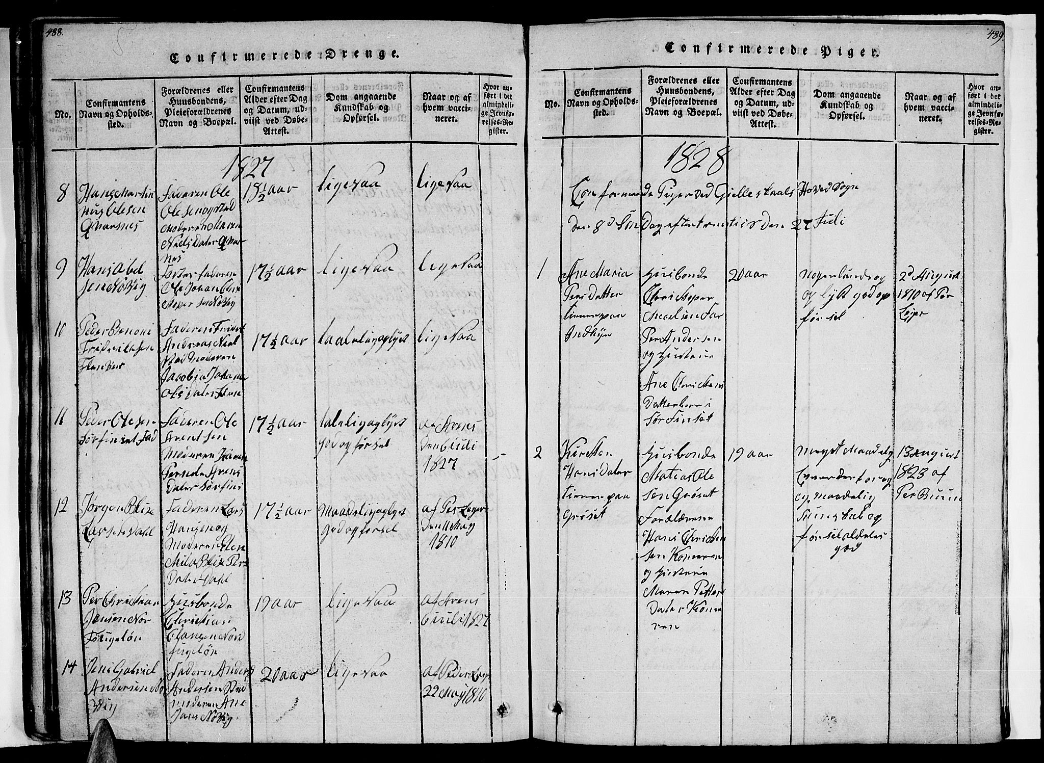 Ministerialprotokoller, klokkerbøker og fødselsregistre - Nordland, SAT/A-1459/805/L0105: Klokkerbok nr. 805C01, 1820-1839, s. 488-489