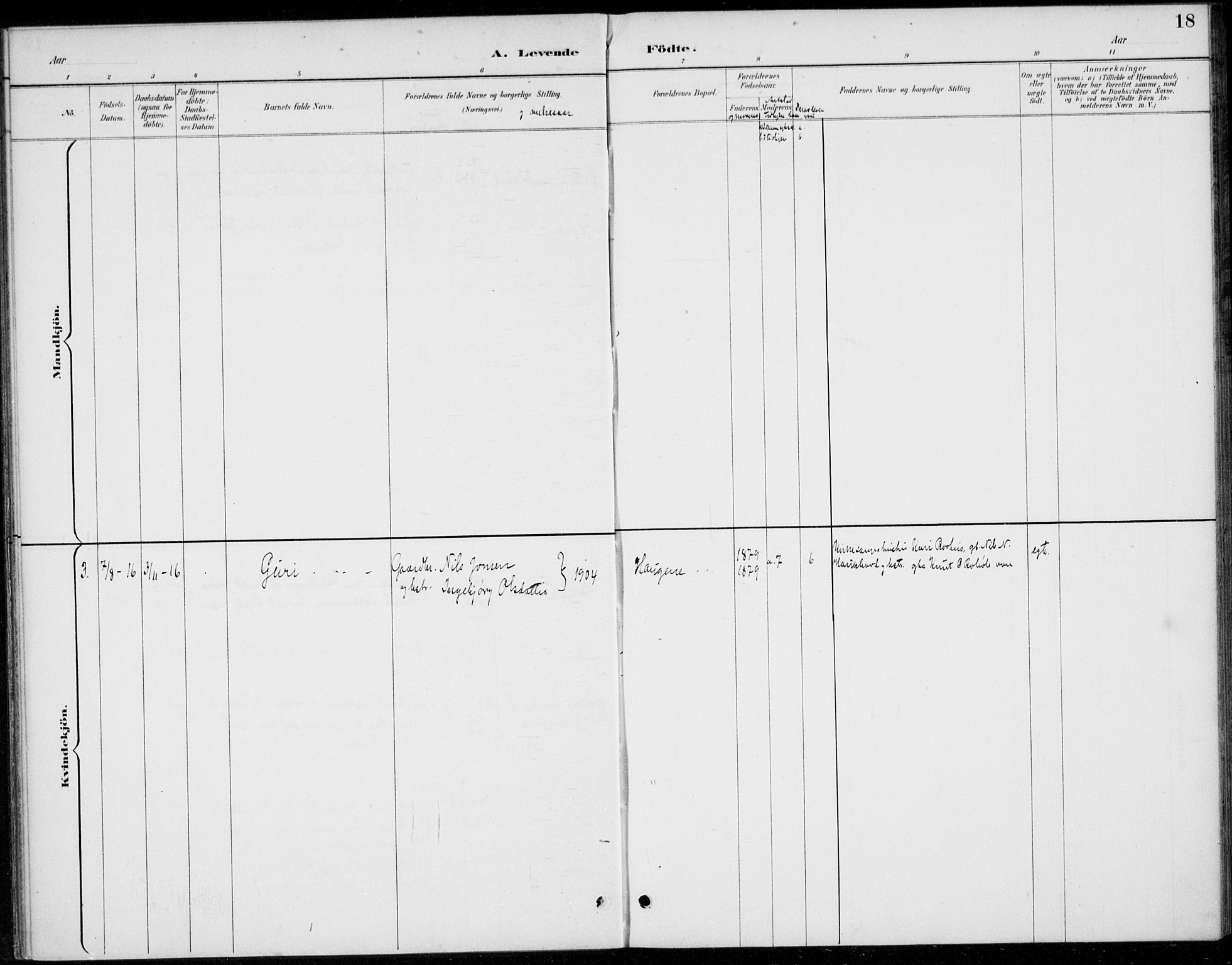 Øystre Slidre prestekontor, AV/SAH-PREST-138/H/Ha/Haa/L0005: Ministerialbok nr. 5, 1887-1916, s. 18
