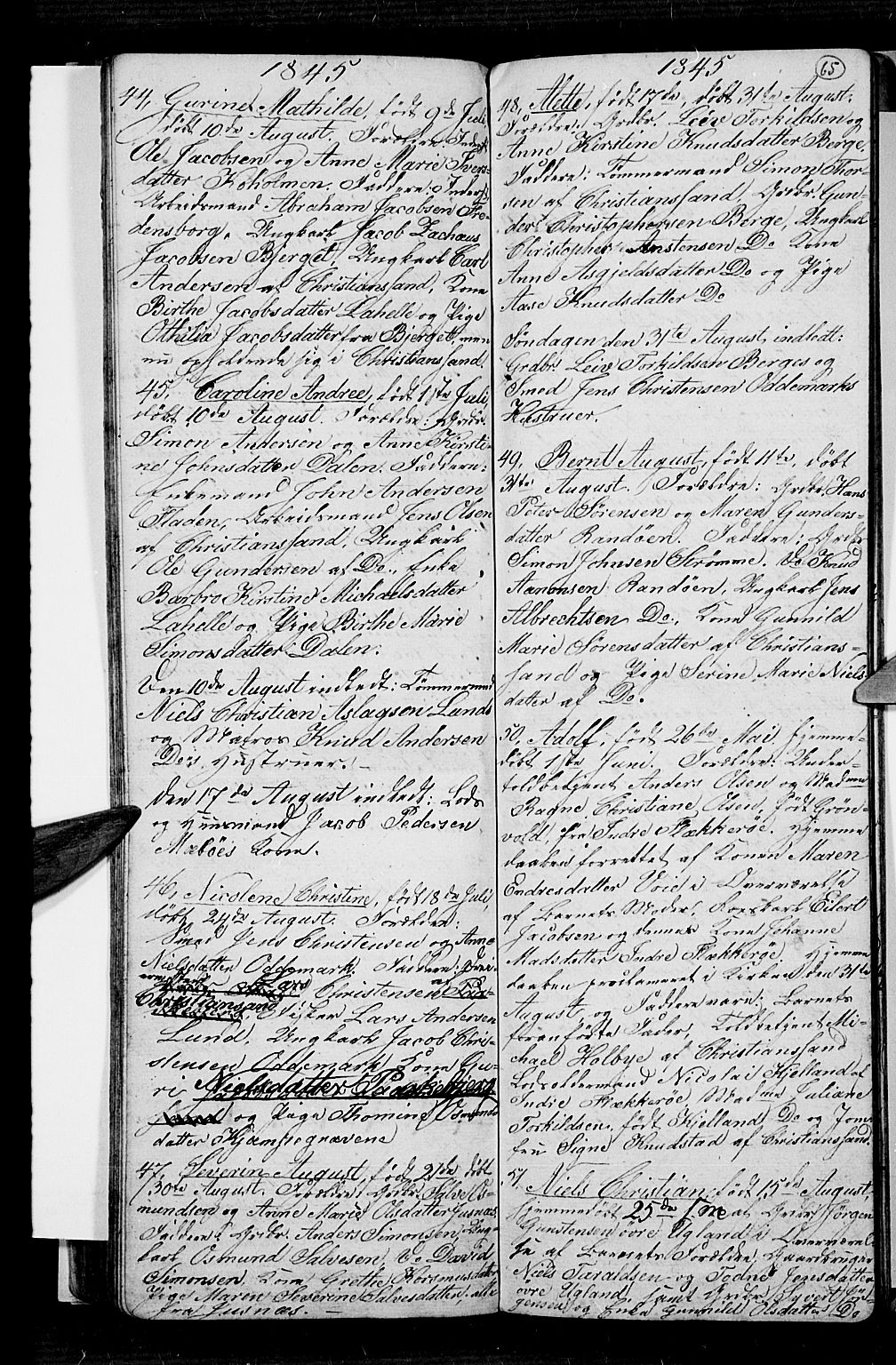Oddernes sokneprestkontor, AV/SAK-1111-0033/F/Fb/Fba/L0004: Klokkerbok nr. B 4, 1837-1846, s. 65