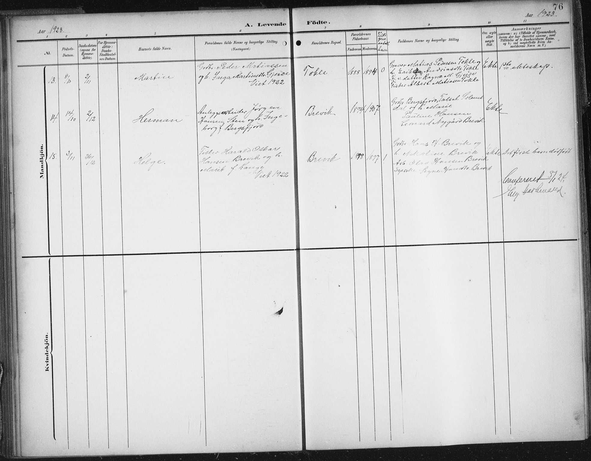 Ministerialprotokoller, klokkerbøker og fødselsregistre - Møre og Romsdal, AV/SAT-A-1454/545/L0589: Klokkerbok nr. 545C03, 1902-1937, s. 76