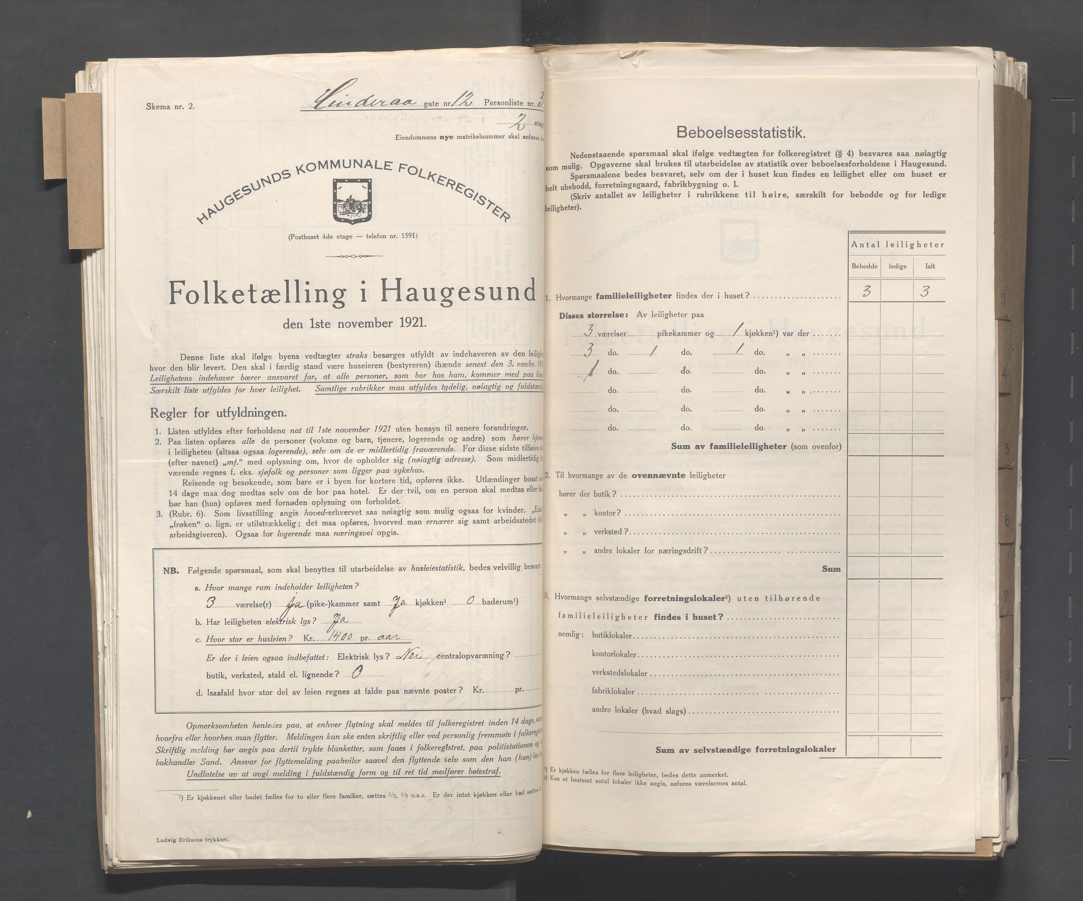 IKAR, Kommunal folketelling 1.11.1921 for Haugesund, 1921, s. 2306