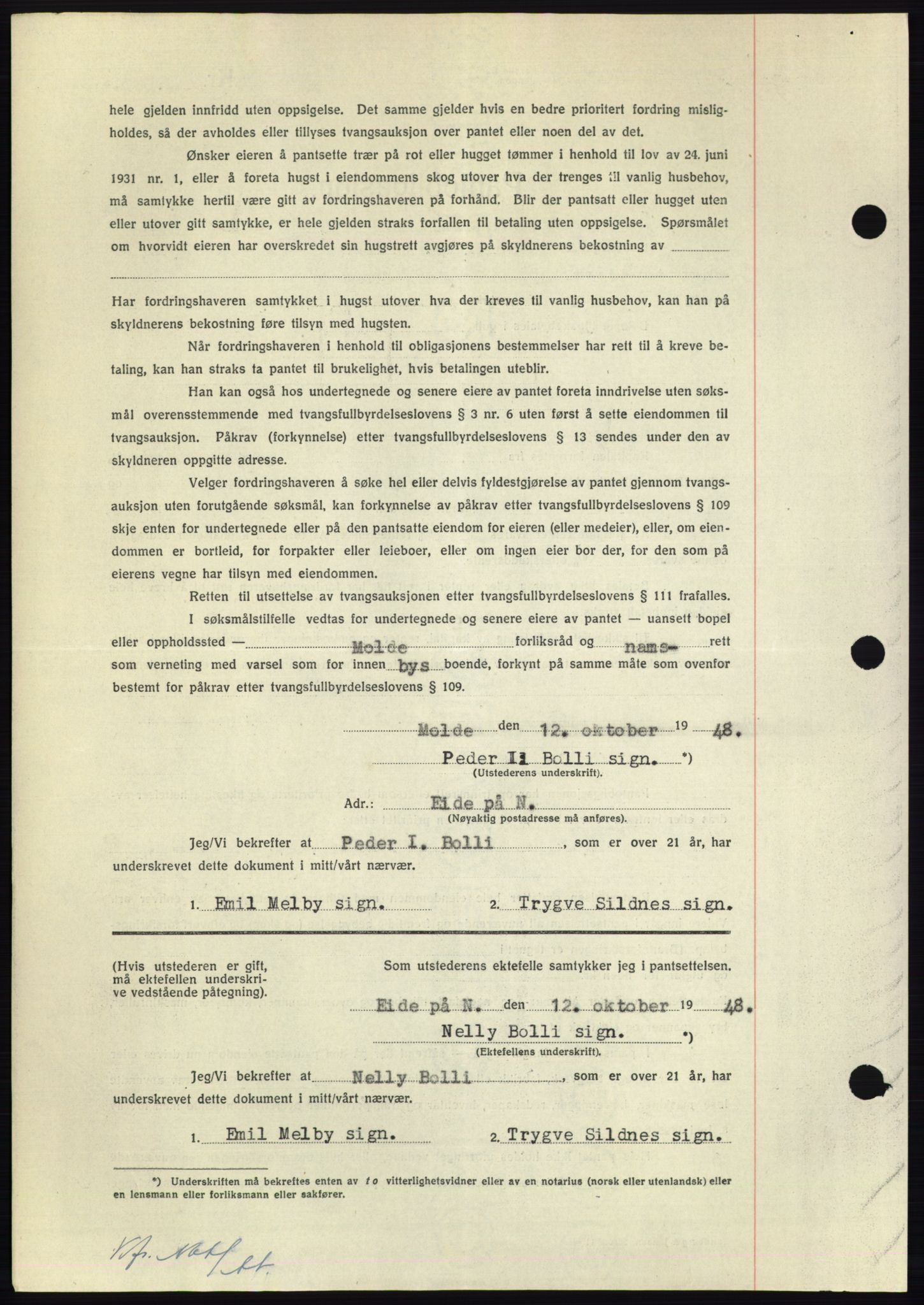 Nordmøre sorenskriveri, AV/SAT-A-4132/1/2/2Ca: Pantebok nr. B99, 1948-1948, Dagboknr: 2937/1948