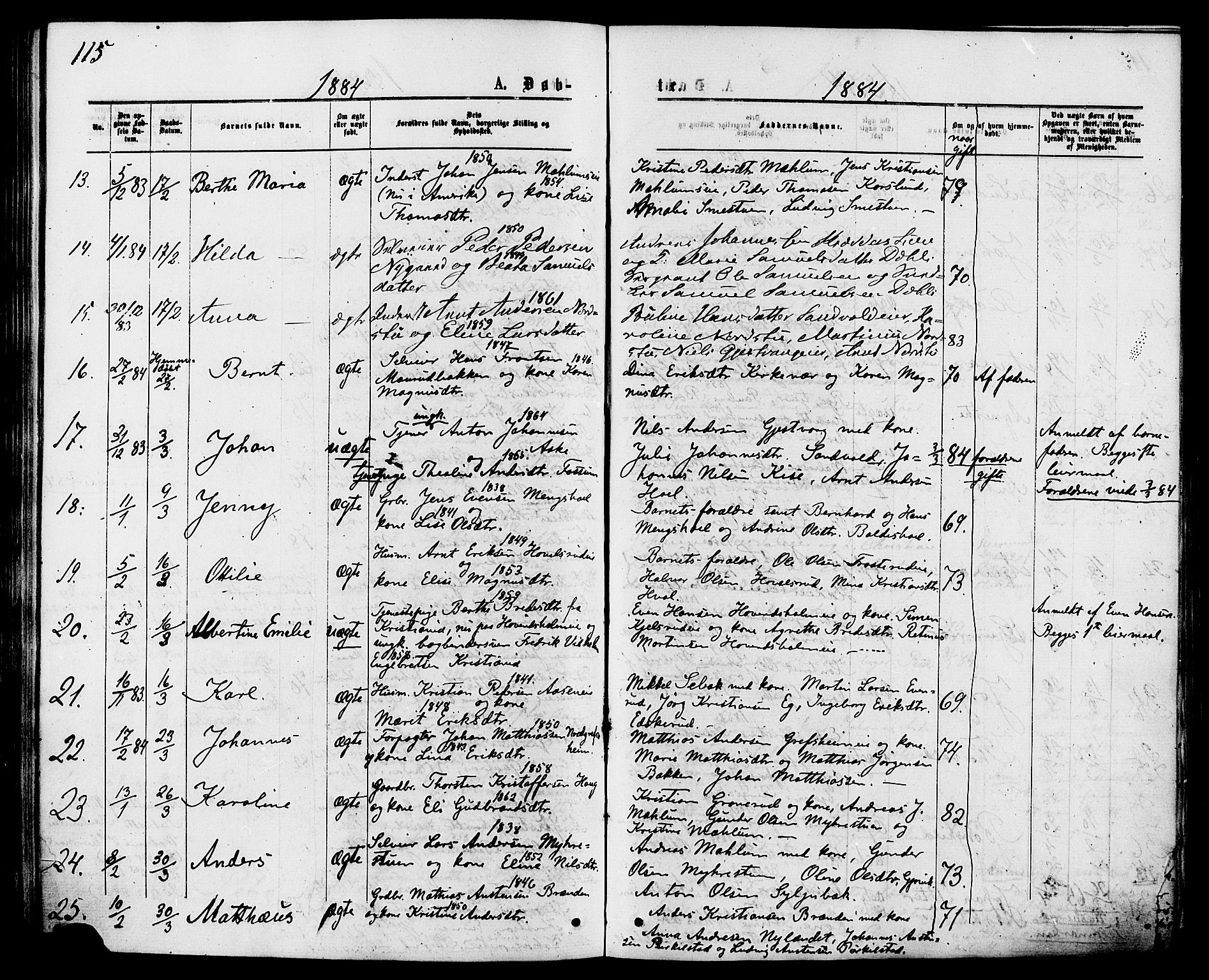 Nes prestekontor, Hedmark, AV/SAH-PREST-020/K/Ka/L0005: Ministerialbok nr. 5, 1872-1886, s. 115