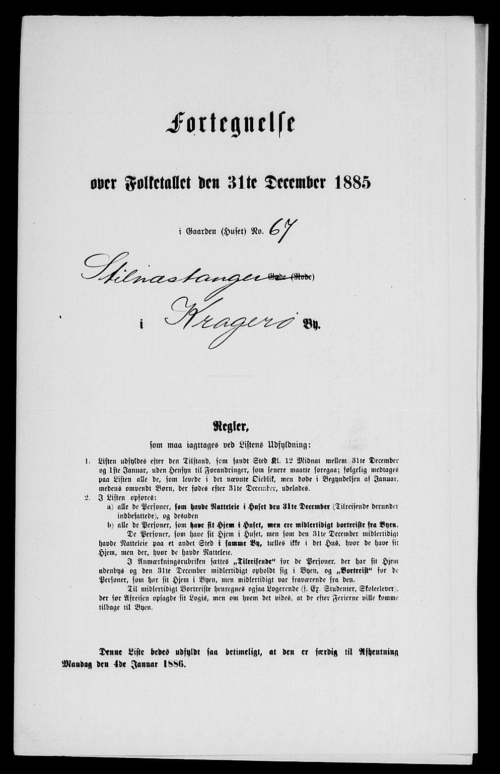 SAKO, Folketelling 1885 for 0801 Kragerø kjøpstad, 1885, s. 139