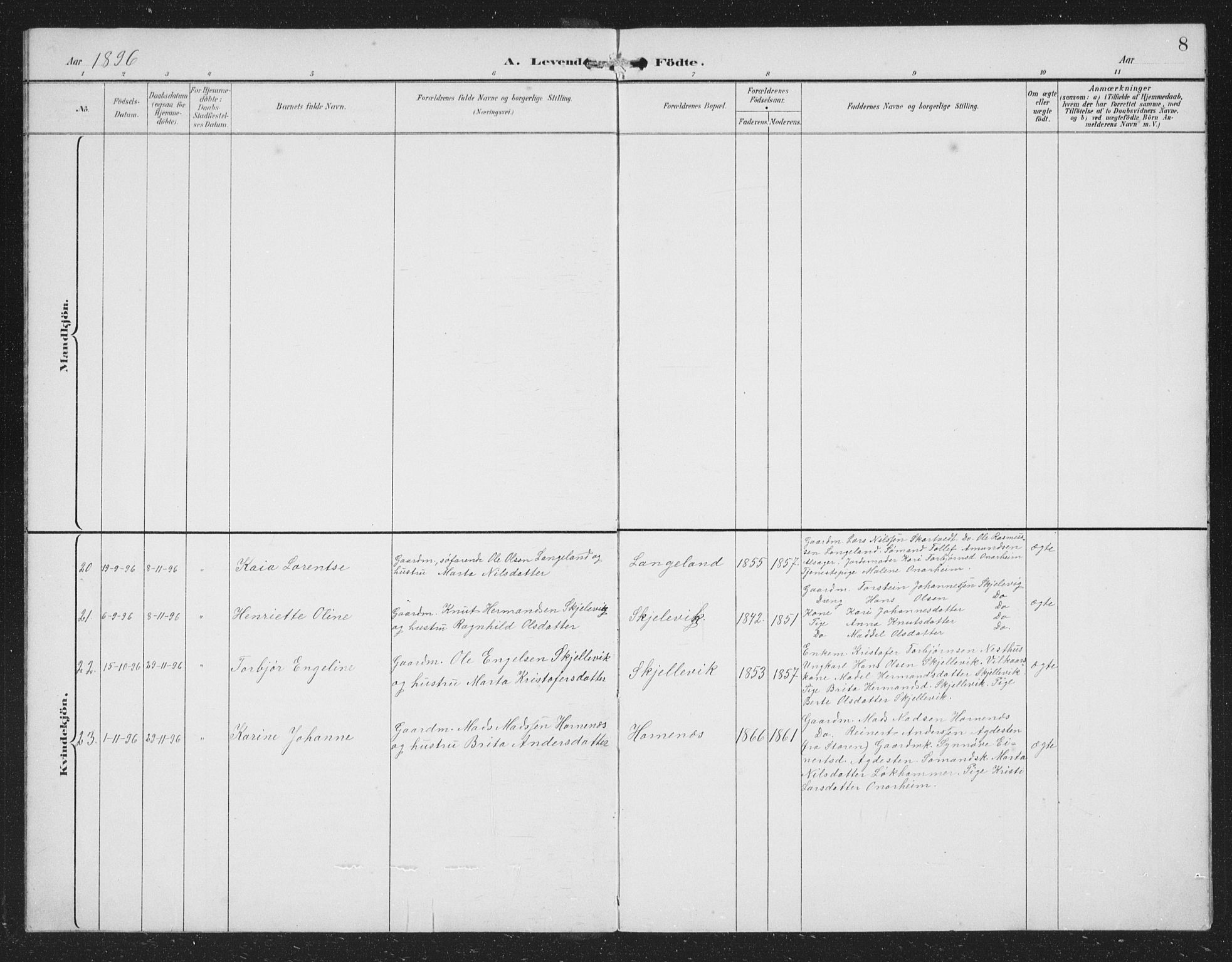 Tysnes sokneprestembete, AV/SAB-A-78601/H/Hab: Klokkerbok nr. C 2, 1896-1907, s. 8