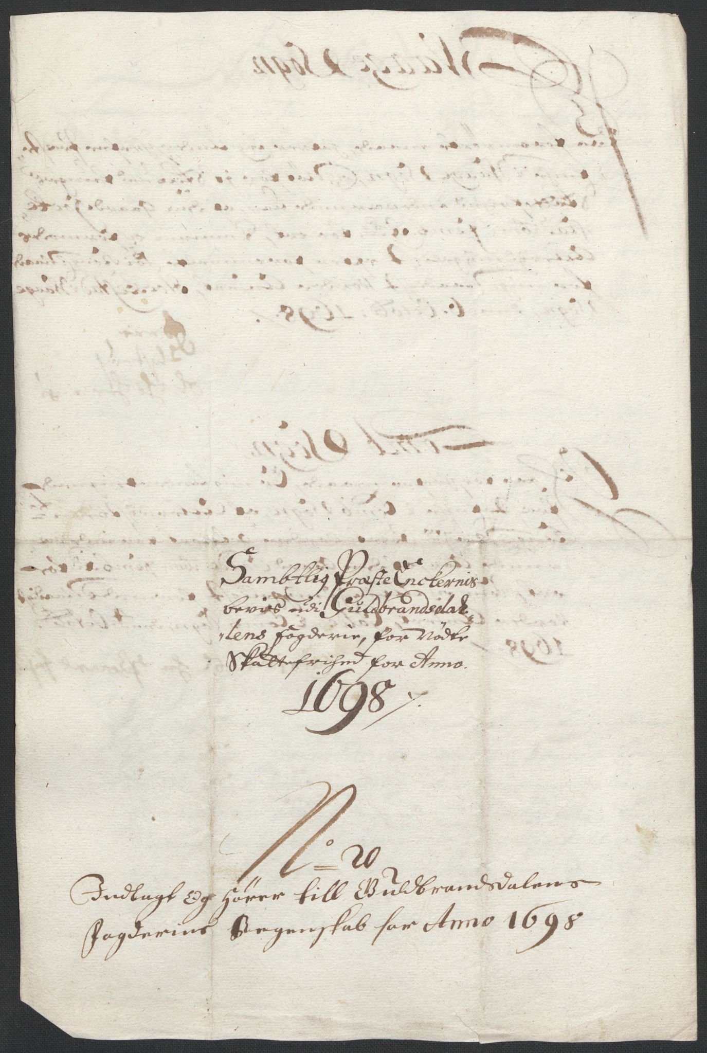 Rentekammeret inntil 1814, Reviderte regnskaper, Fogderegnskap, RA/EA-4092/R17/L1171: Fogderegnskap Gudbrandsdal, 1698, s. 164