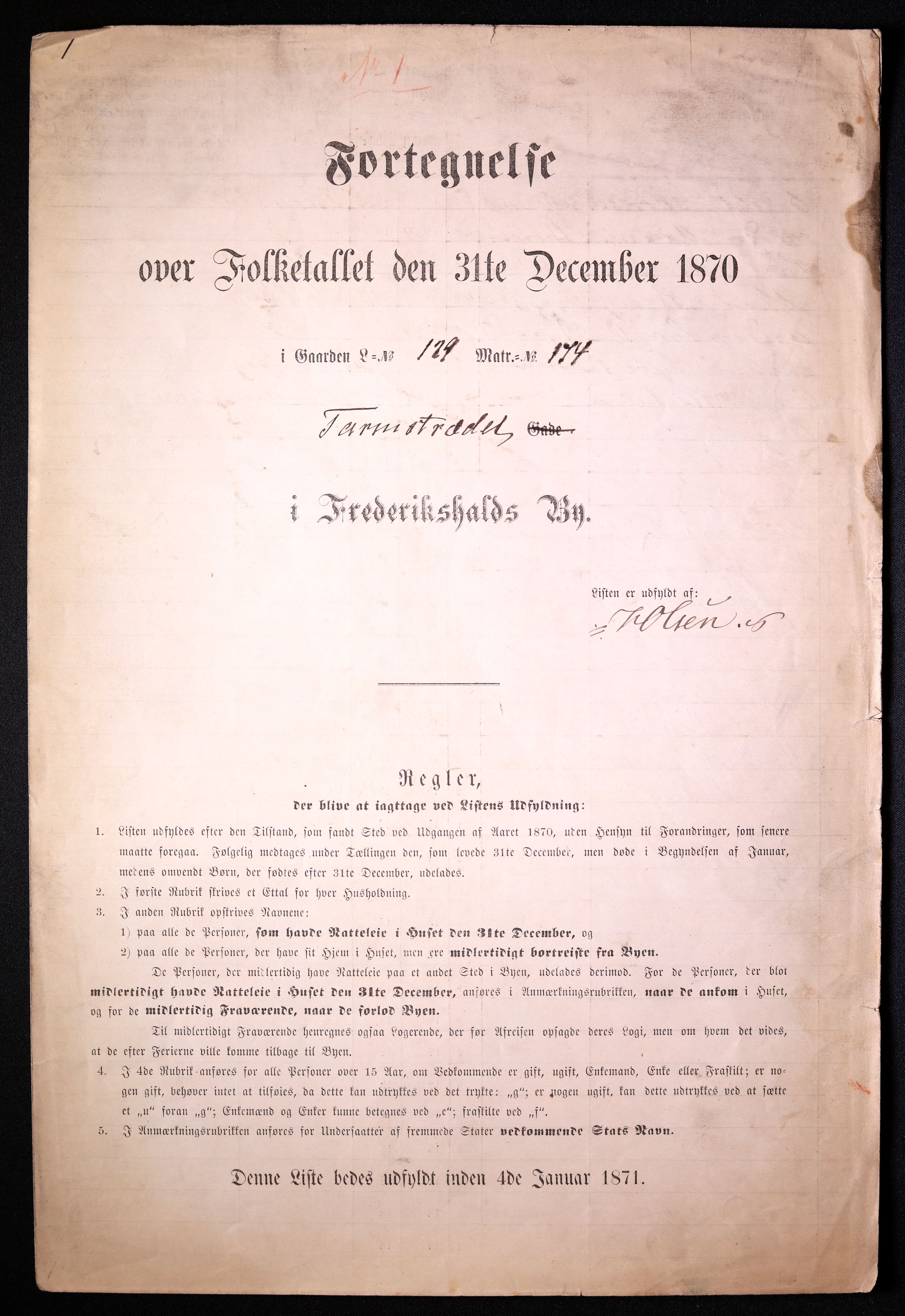 RA, Folketelling 1870 for 0101 Fredrikshald kjøpstad, 1870, s. 22