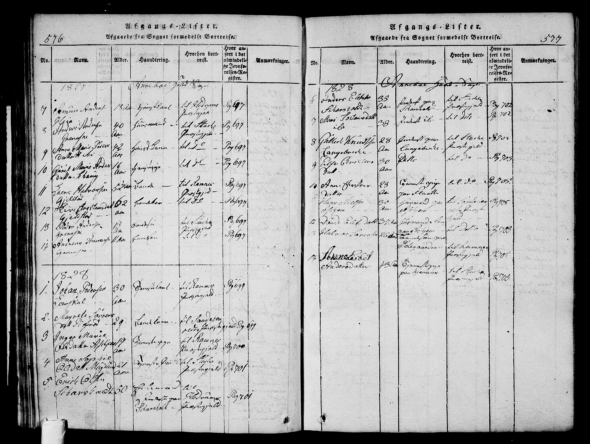 Andebu kirkebøker, AV/SAKO-A-336/G/Ga/L0002: Klokkerbok nr. I 2 /1, 1823-1832, s. 576-577